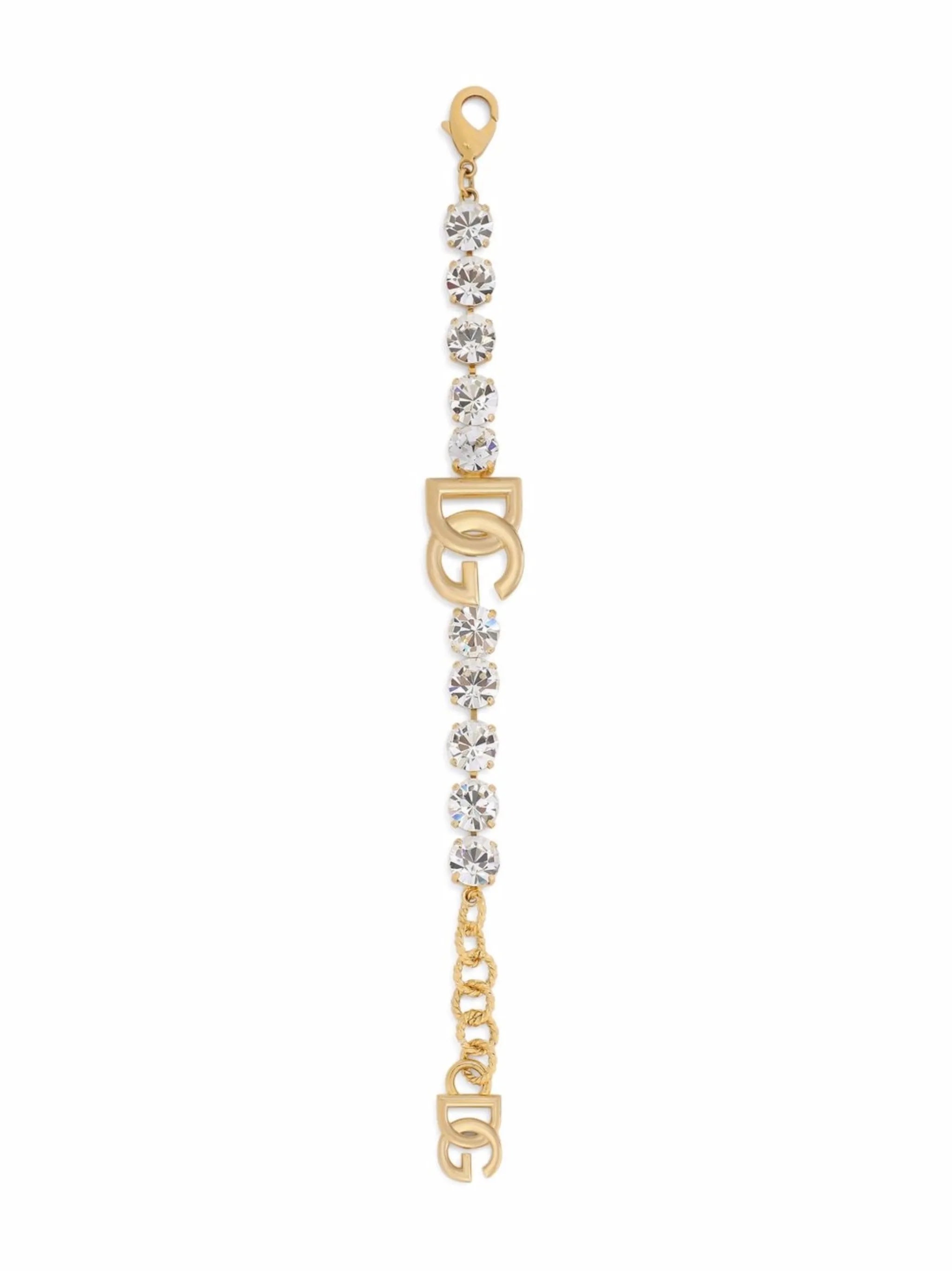 logo-plaque crystal-embellished bracelet