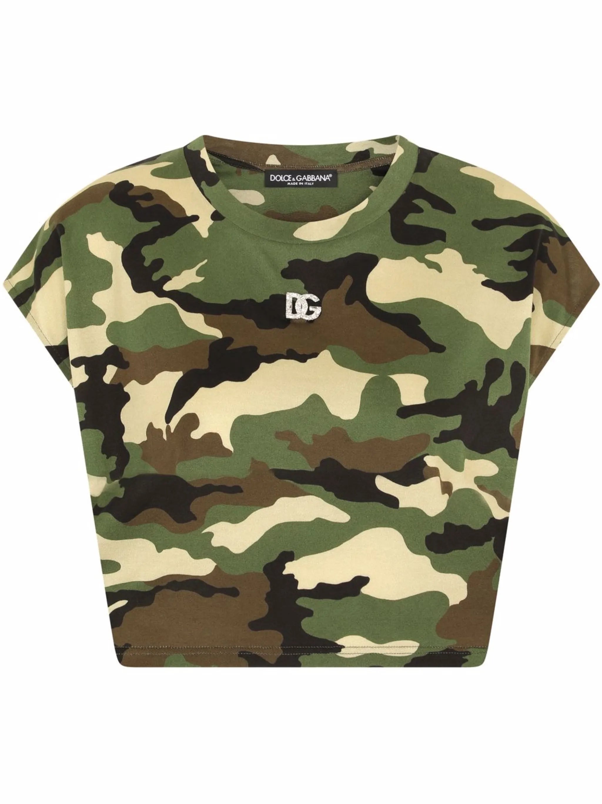 camouflage-print cropped T-shirt