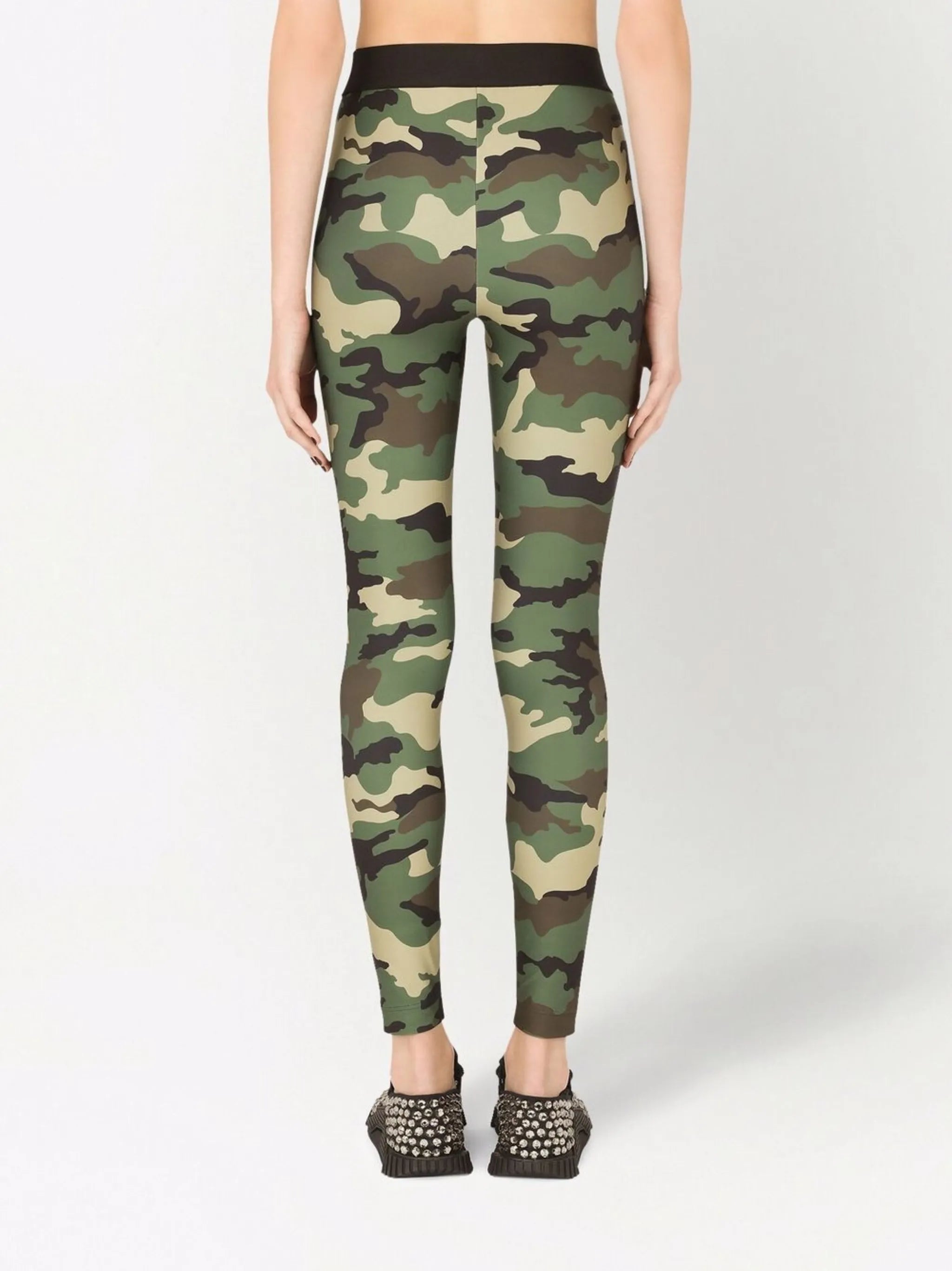 logo-waistband camouflage-print leggings