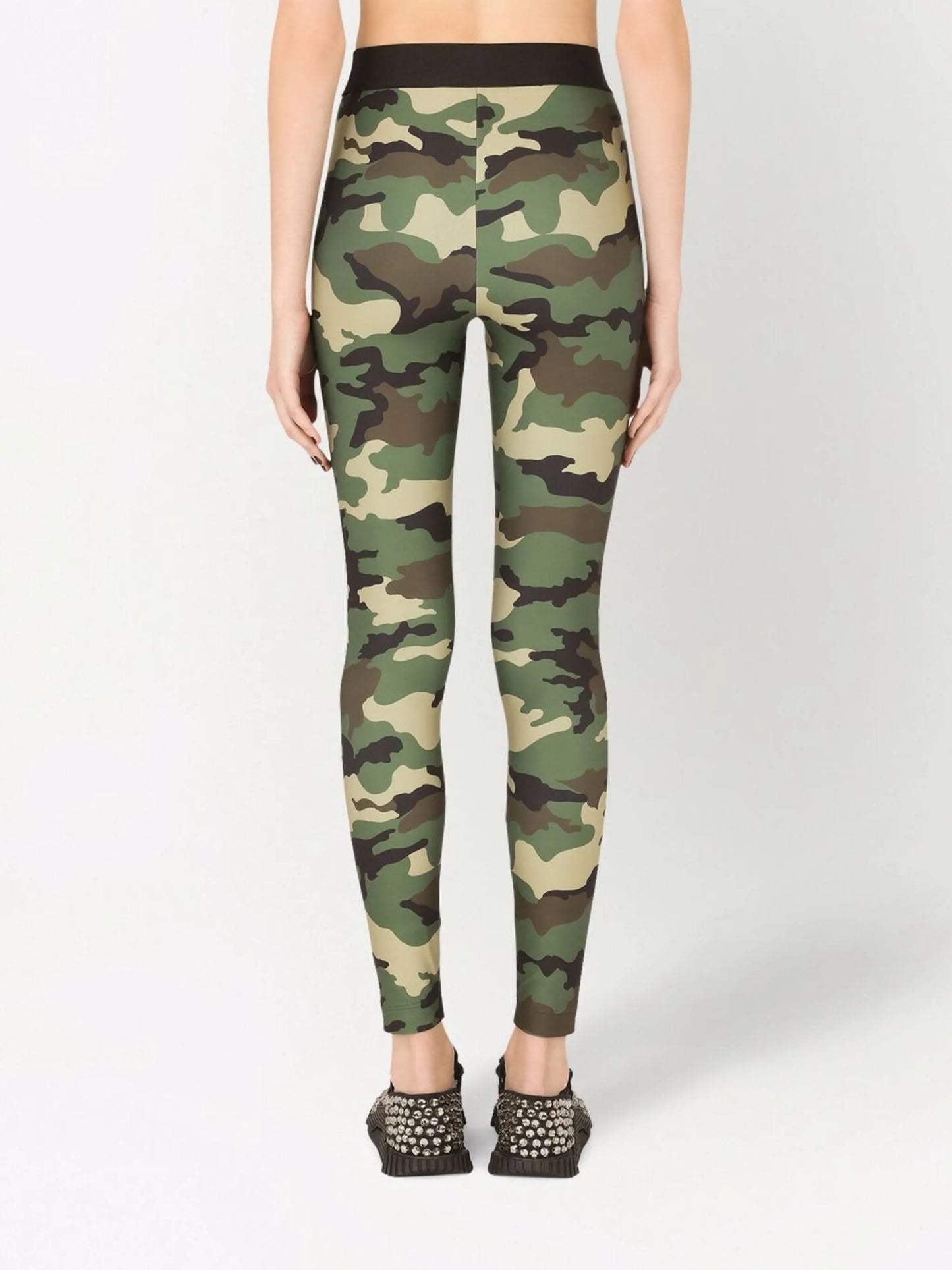 logo-waistband camouflage-print leggings