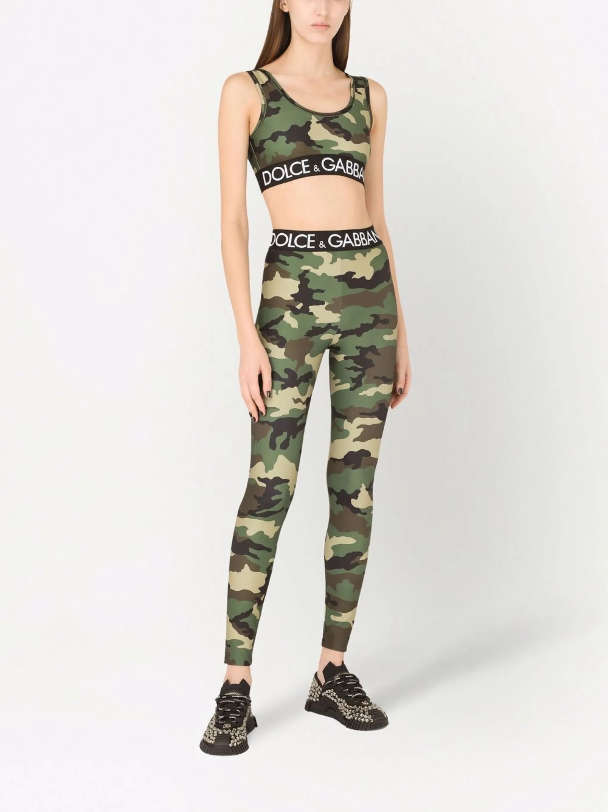 logo-waistband camouflage-print leggings