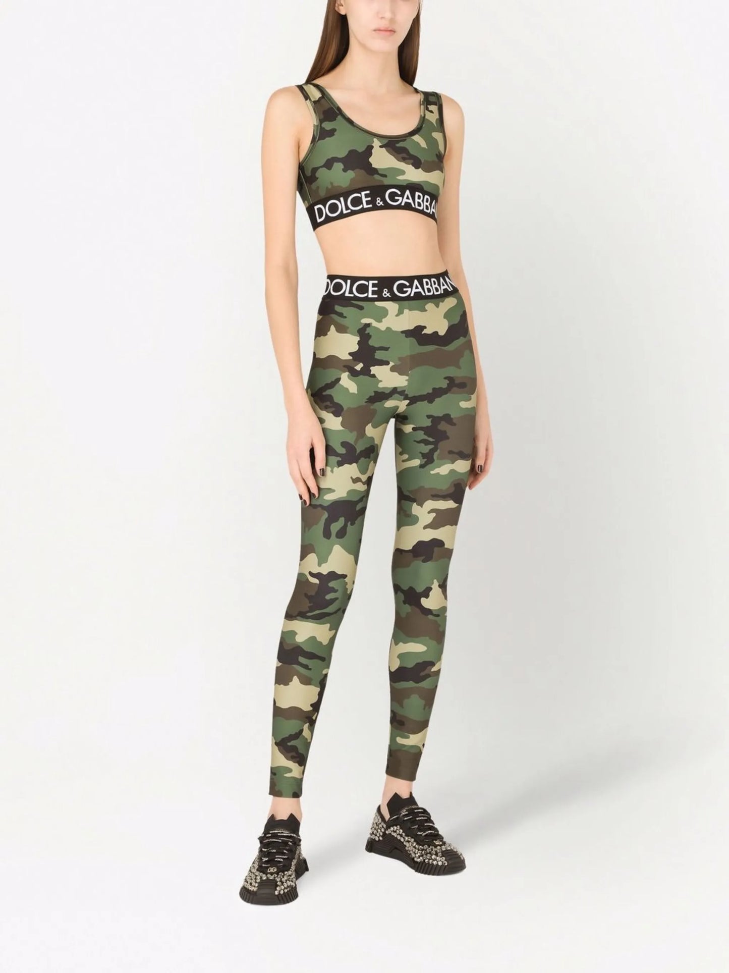 logo-waistband camouflage-print leggings