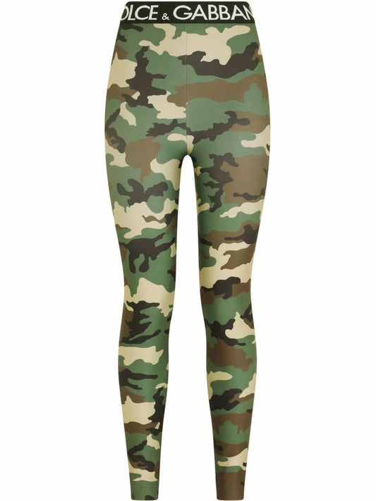 logo-waistband camouflage-print leggings