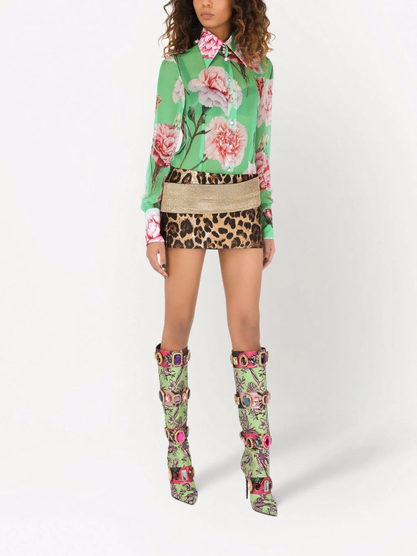 floral-print silk georgette shirt