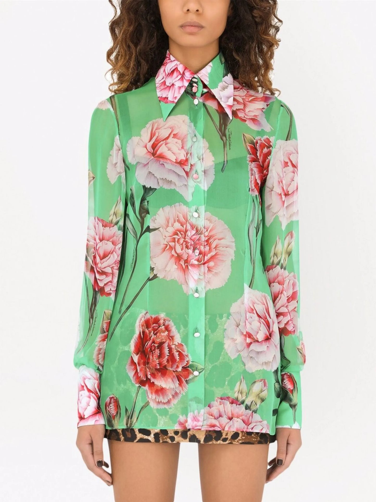 floral-print silk georgette shirt