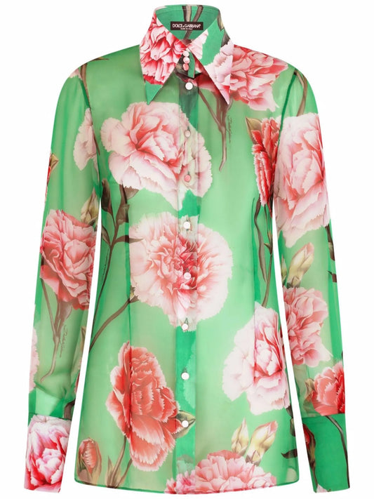 floral-print silk georgette shirt
