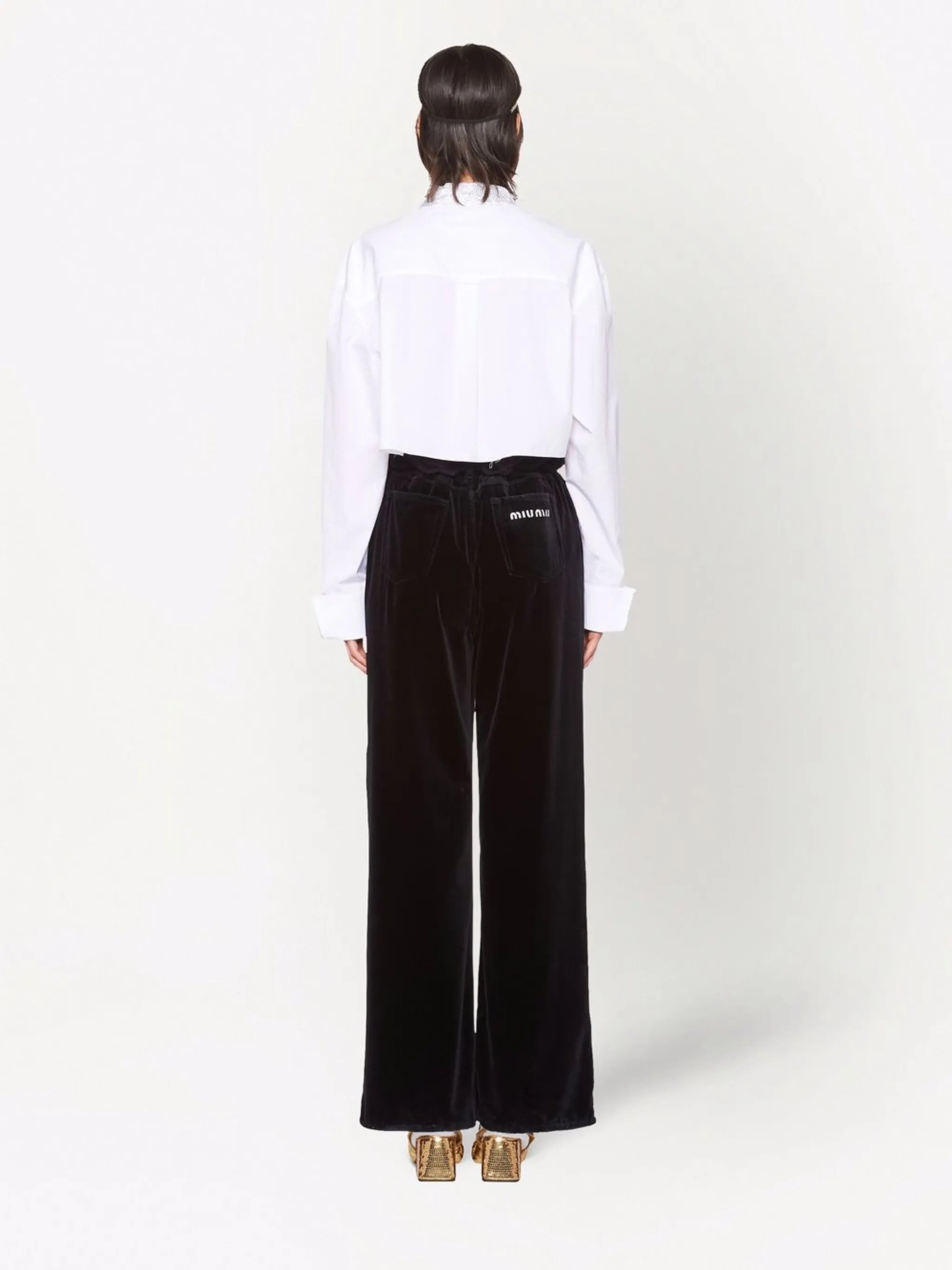 paperbag-waist wide-leg trousers