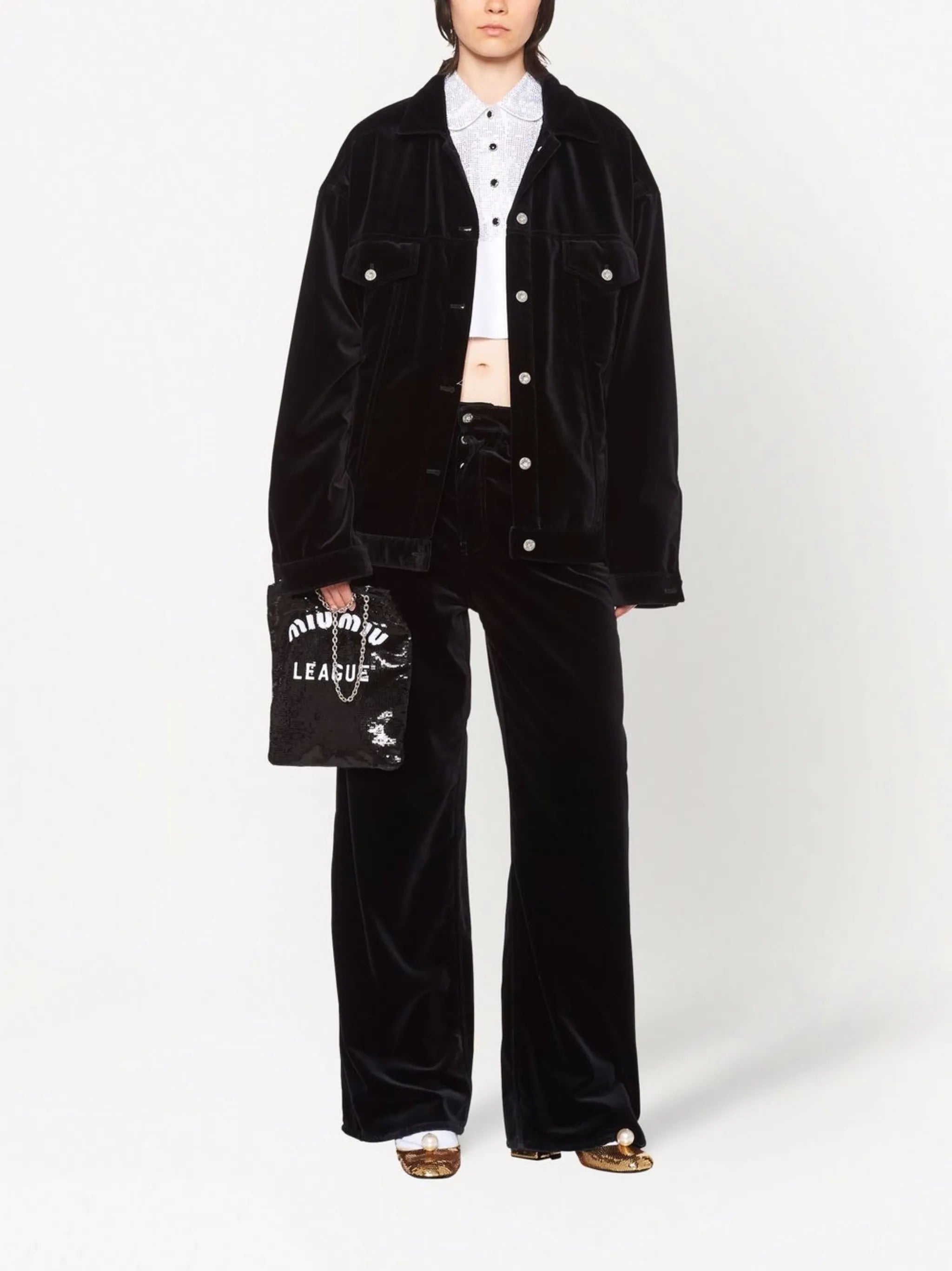 paperbag-waist wide-leg trousers