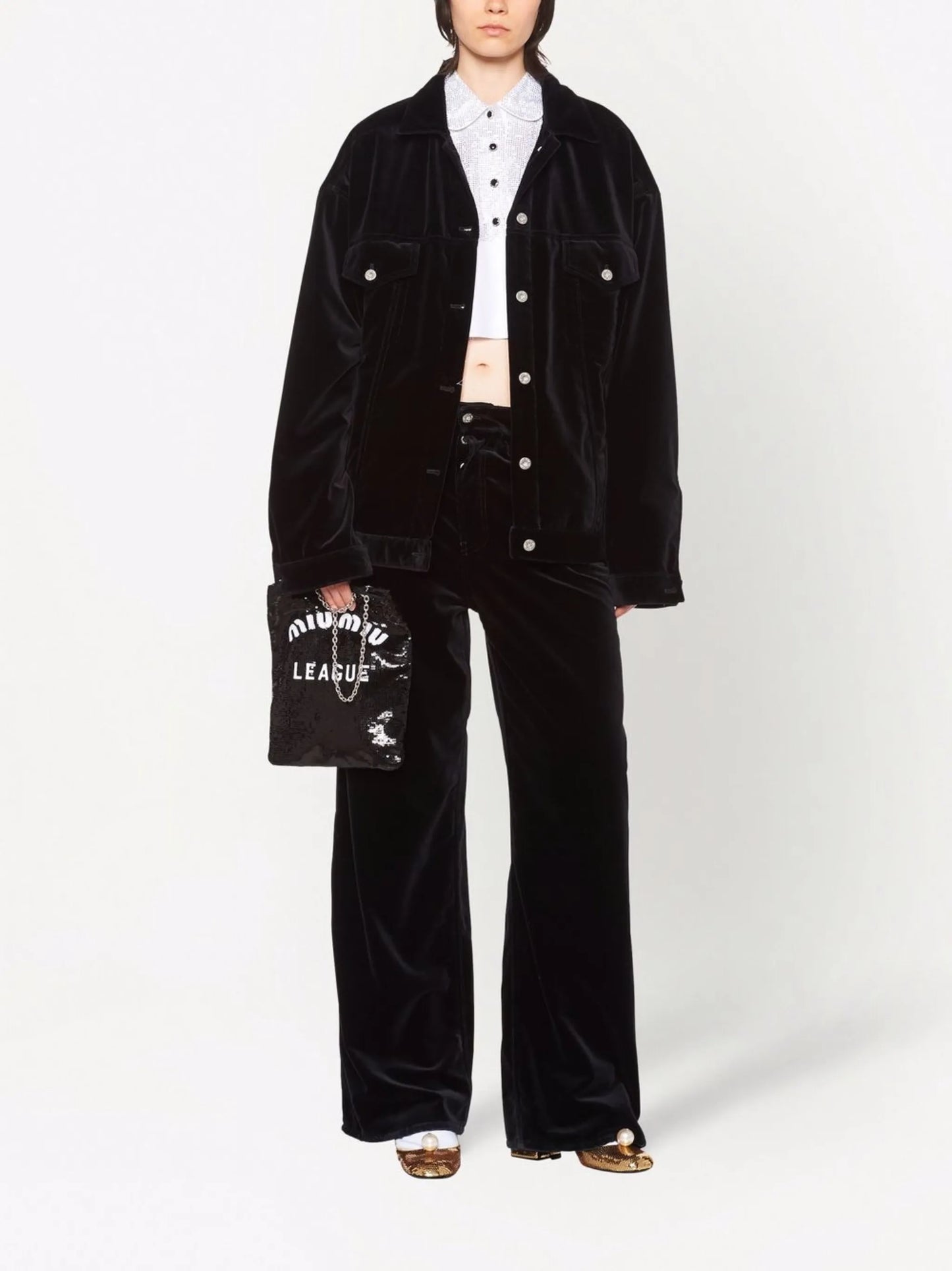 paperbag-waist wide-leg trousers