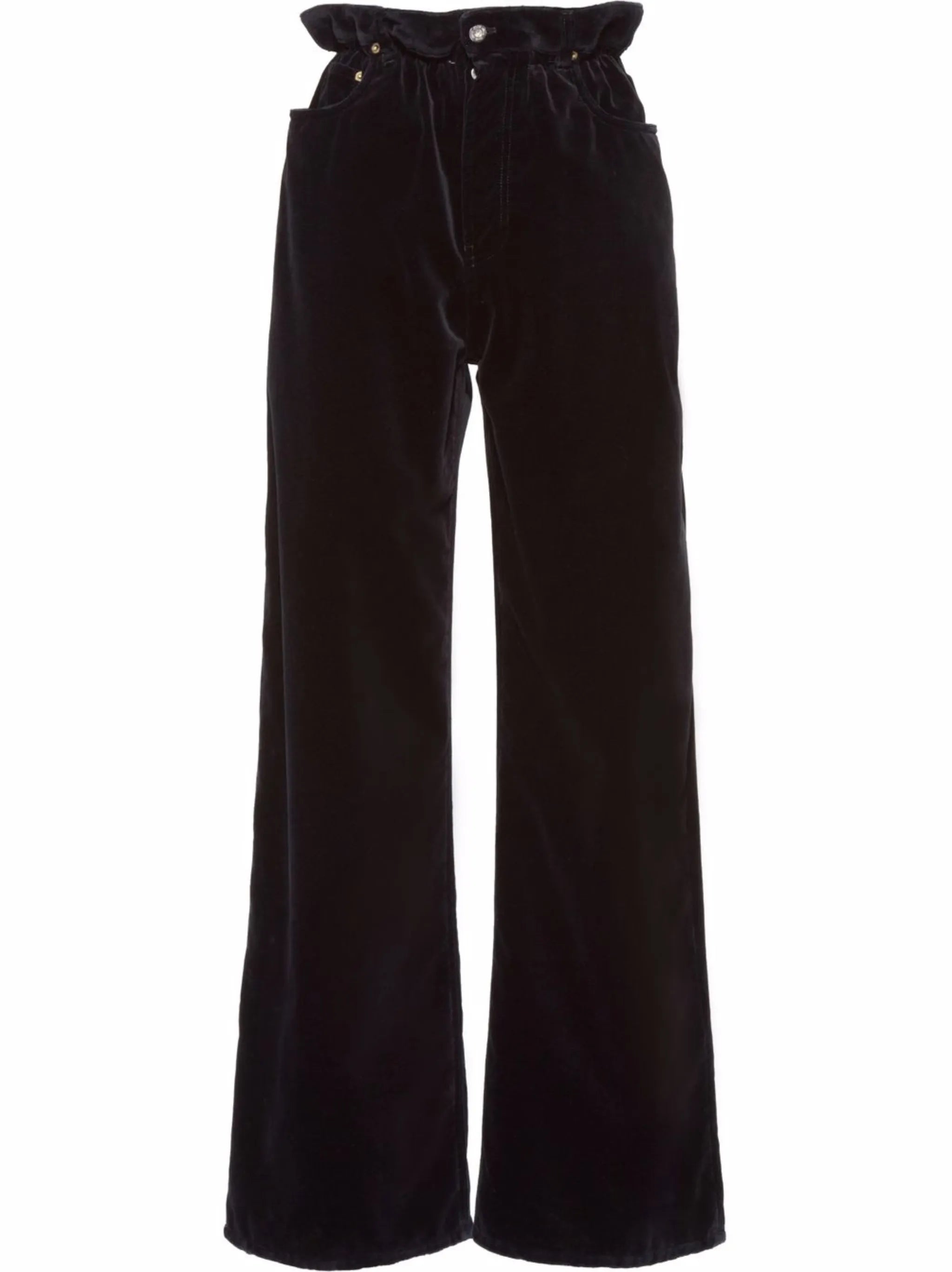 paperbag-waist wide-leg trousers