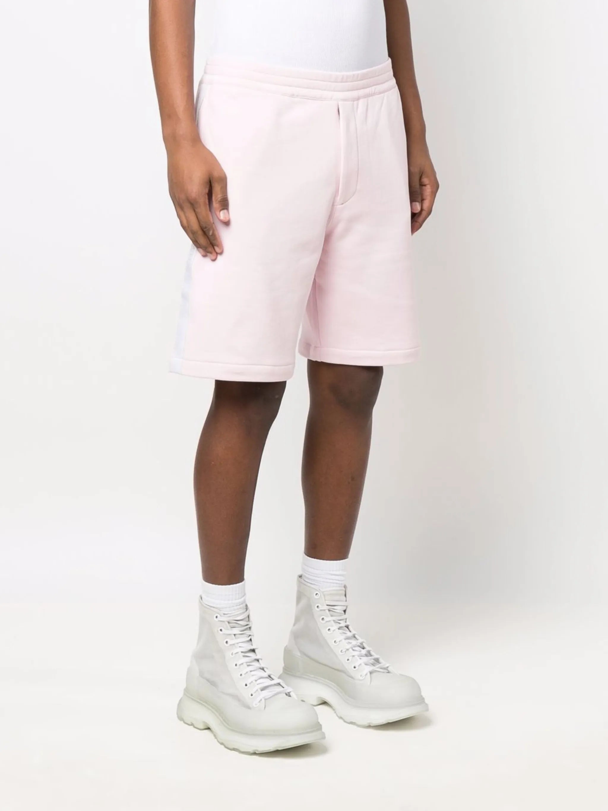 side-stripe cotton track shorts