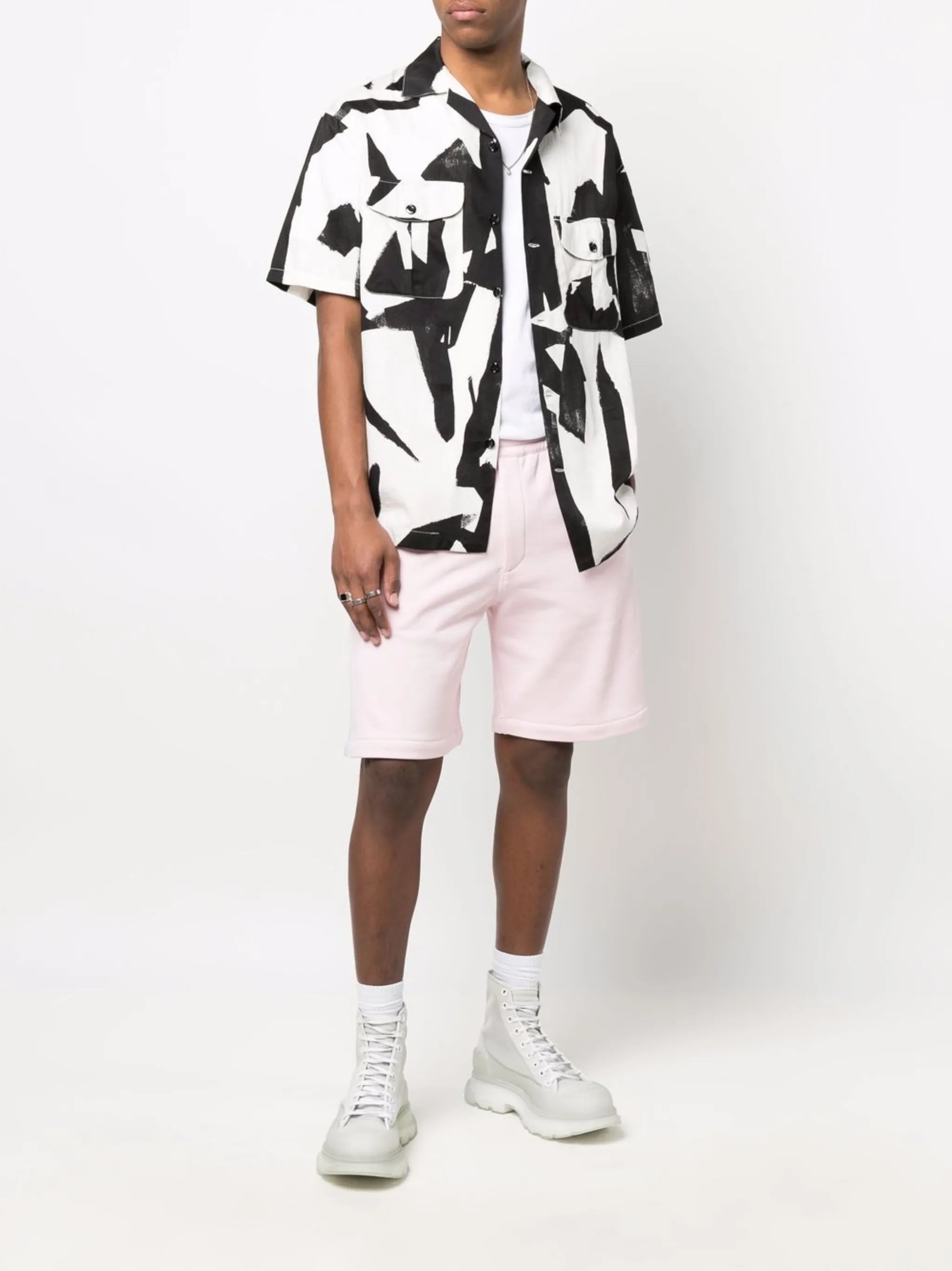 side-stripe cotton track shorts