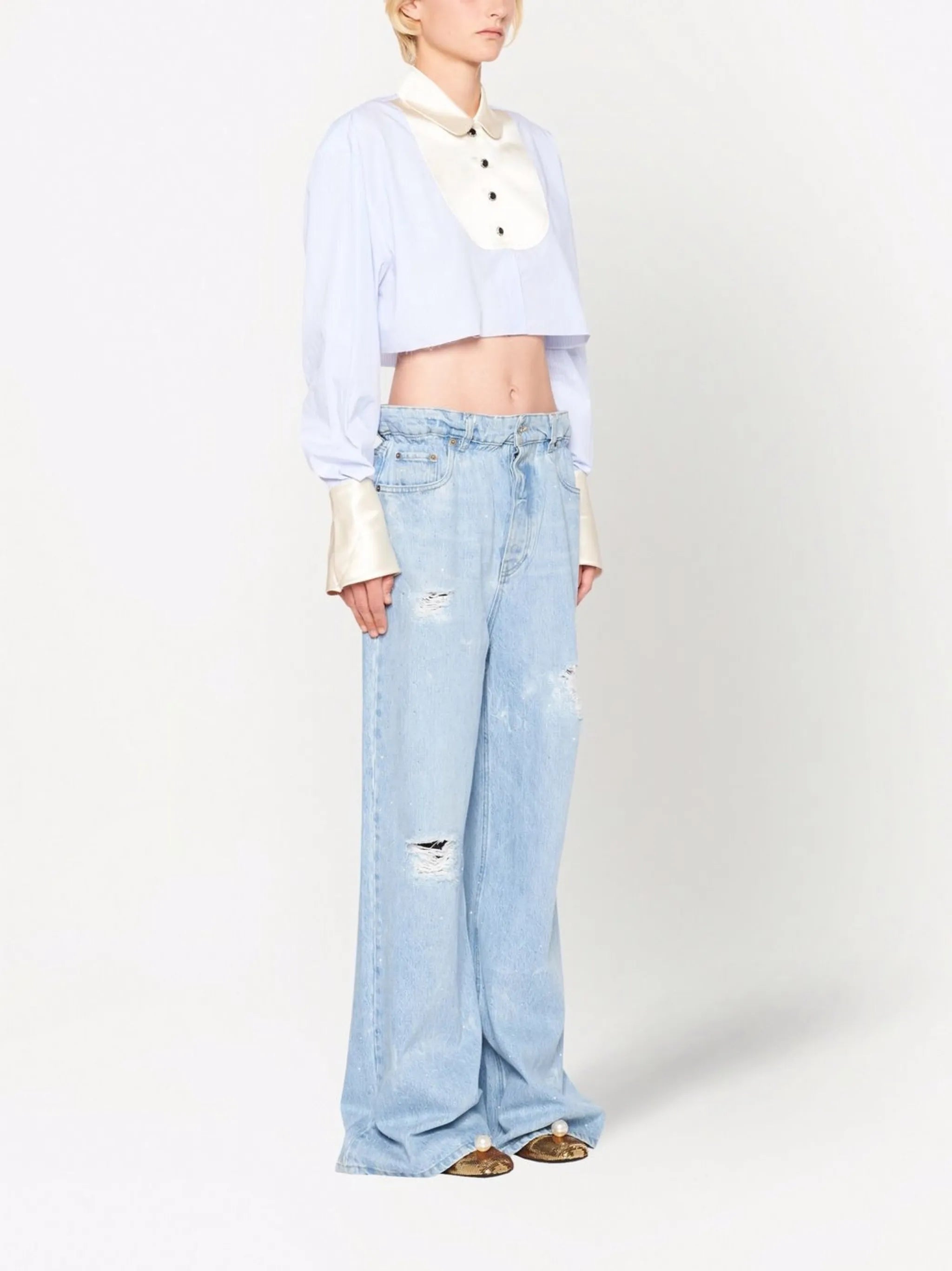 embellished wide-leg jeans