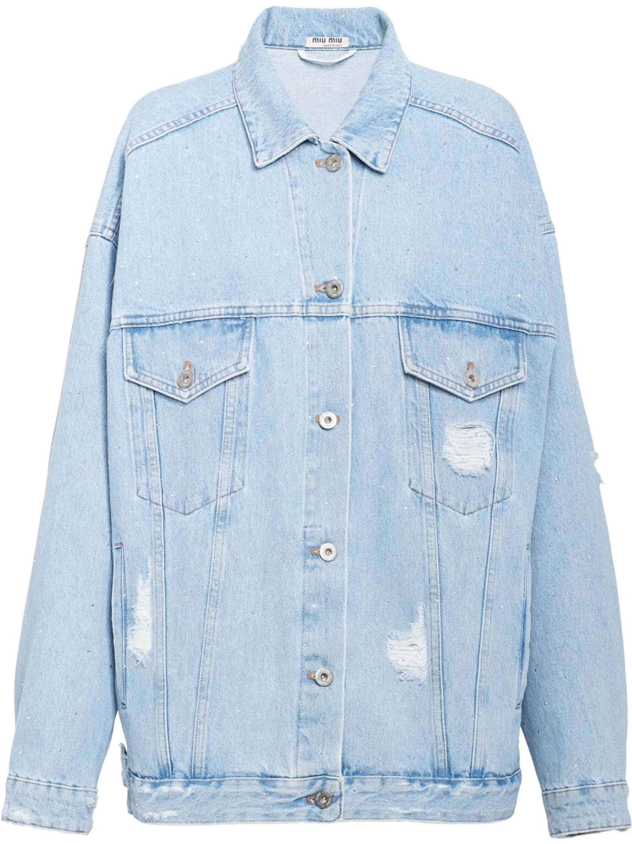 ripped-detail denim jacket