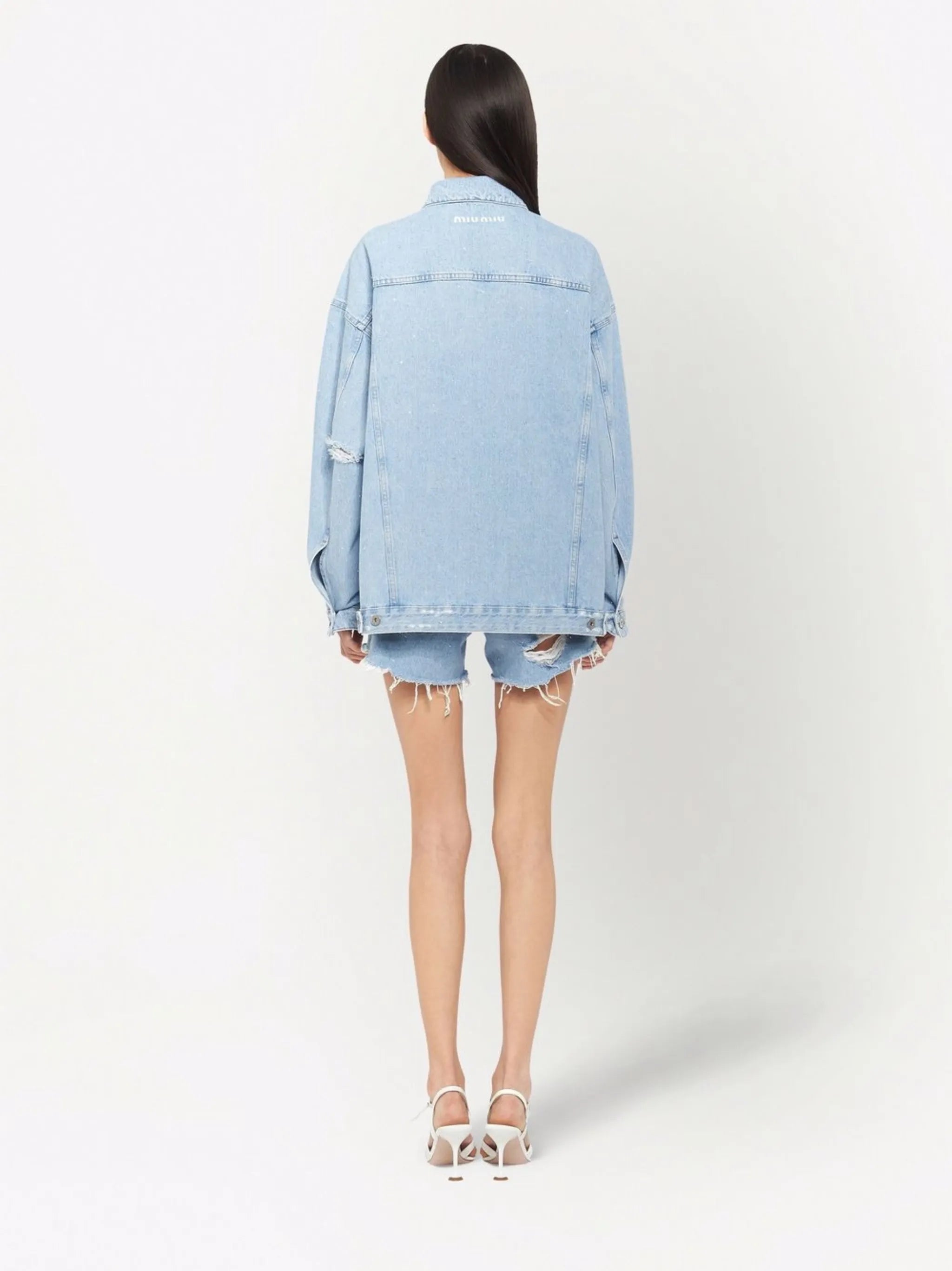 ripped-detail denim jacket