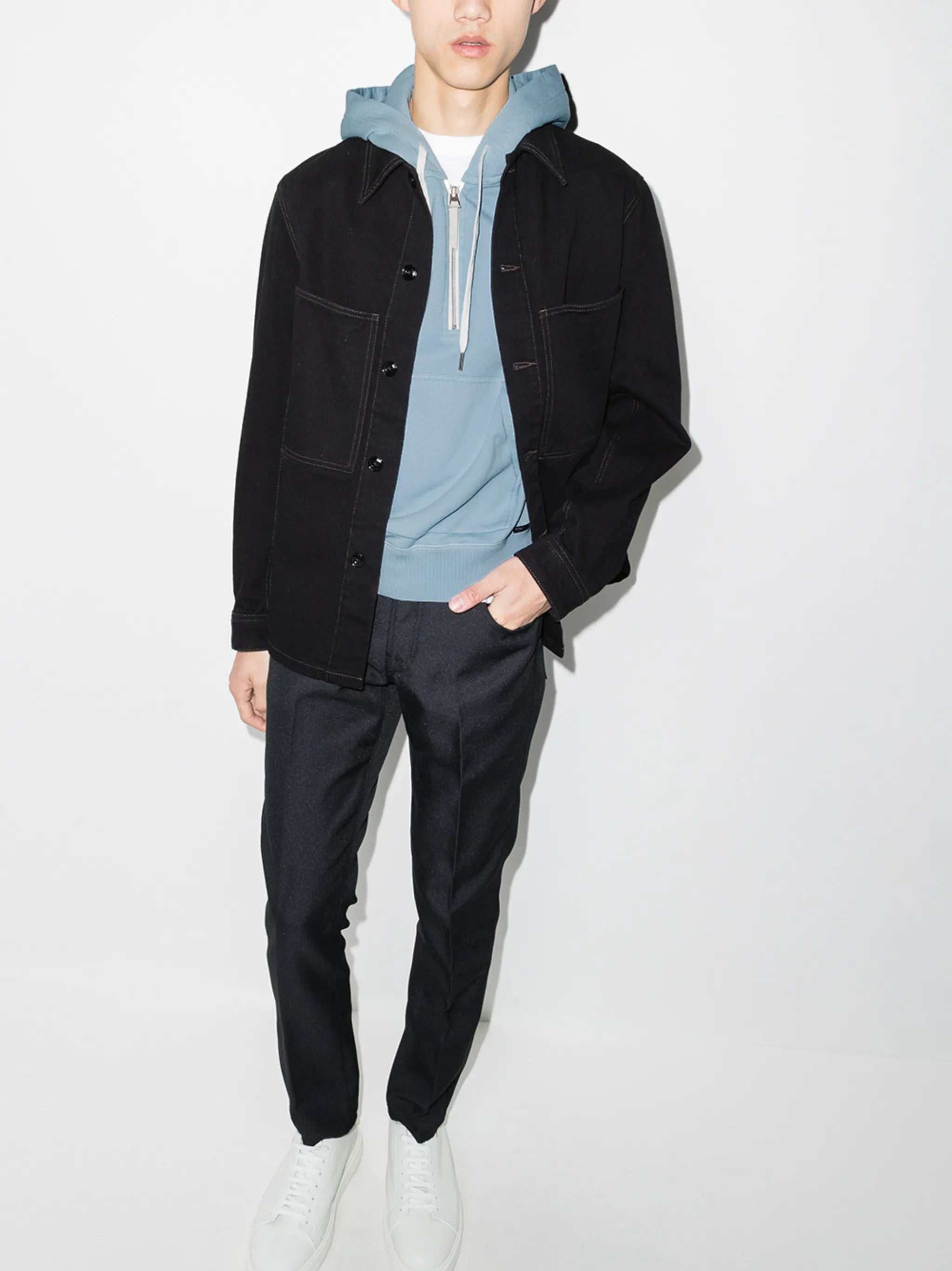 half-zip cotton hoodie