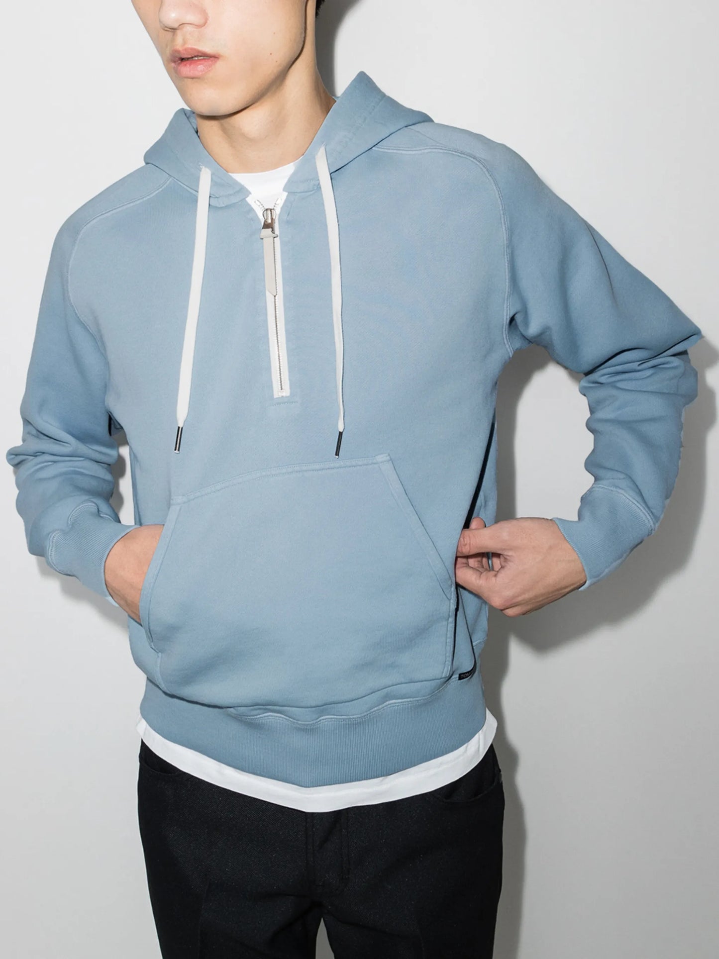 half-zip cotton hoodie