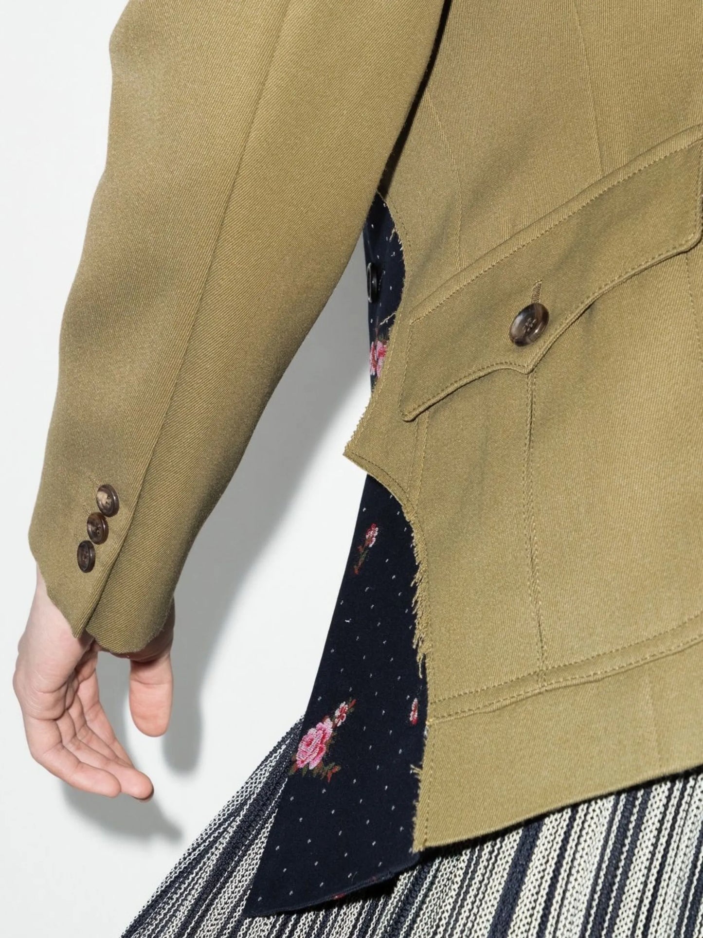 contrasting panel single-breasted blazer
