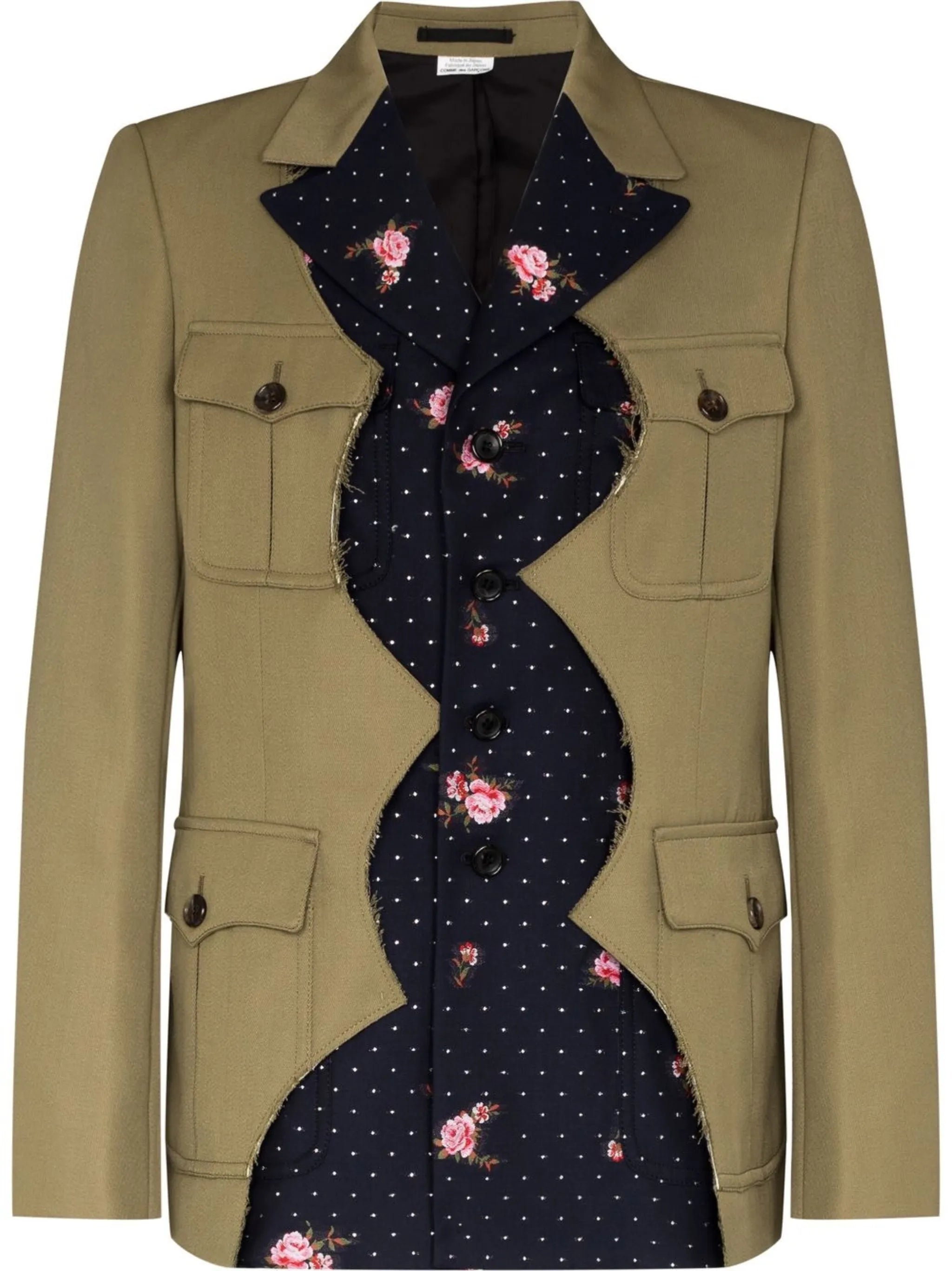 contrasting panel single-breasted blazer