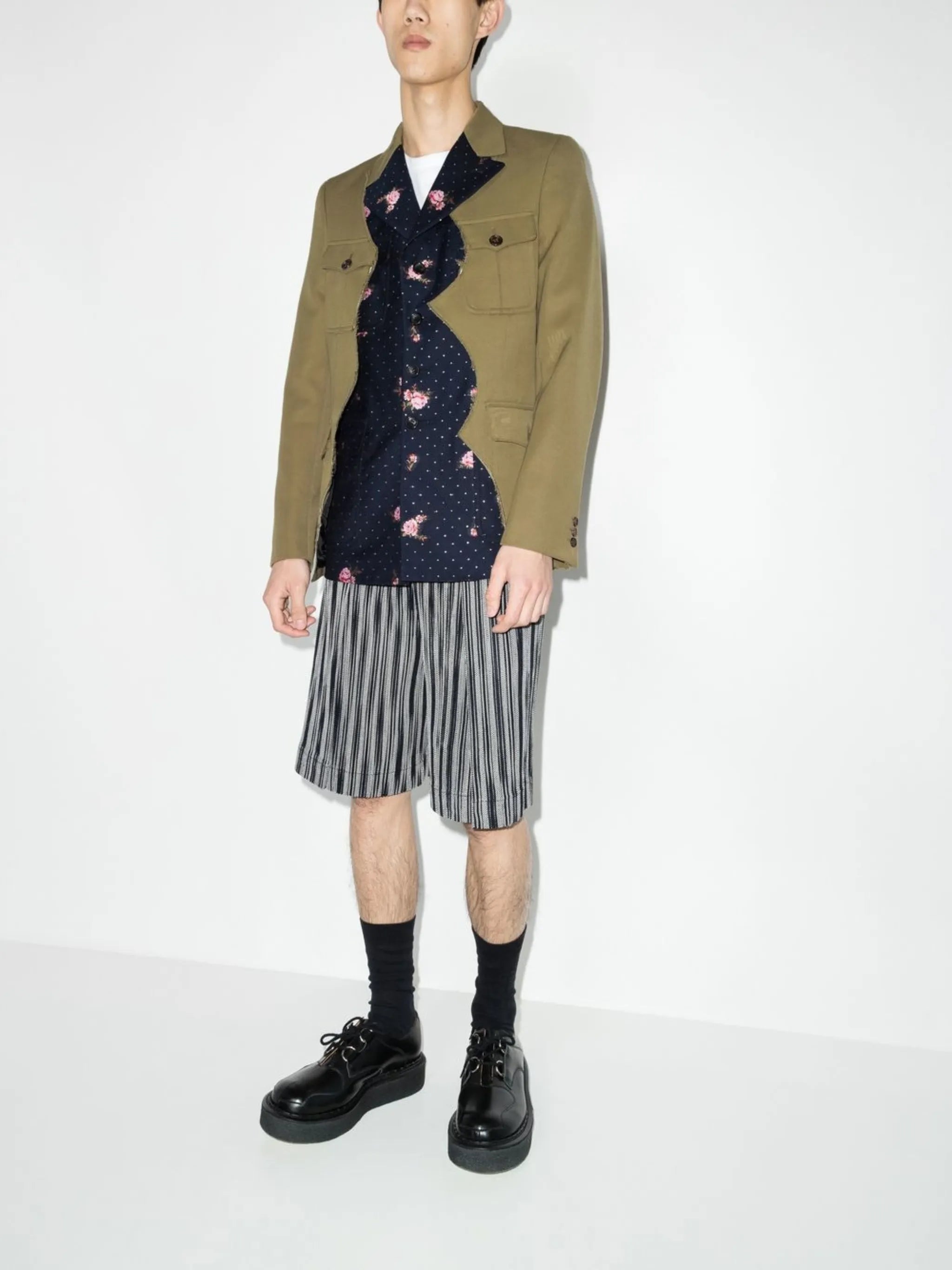 contrasting panel single-breasted blazer
