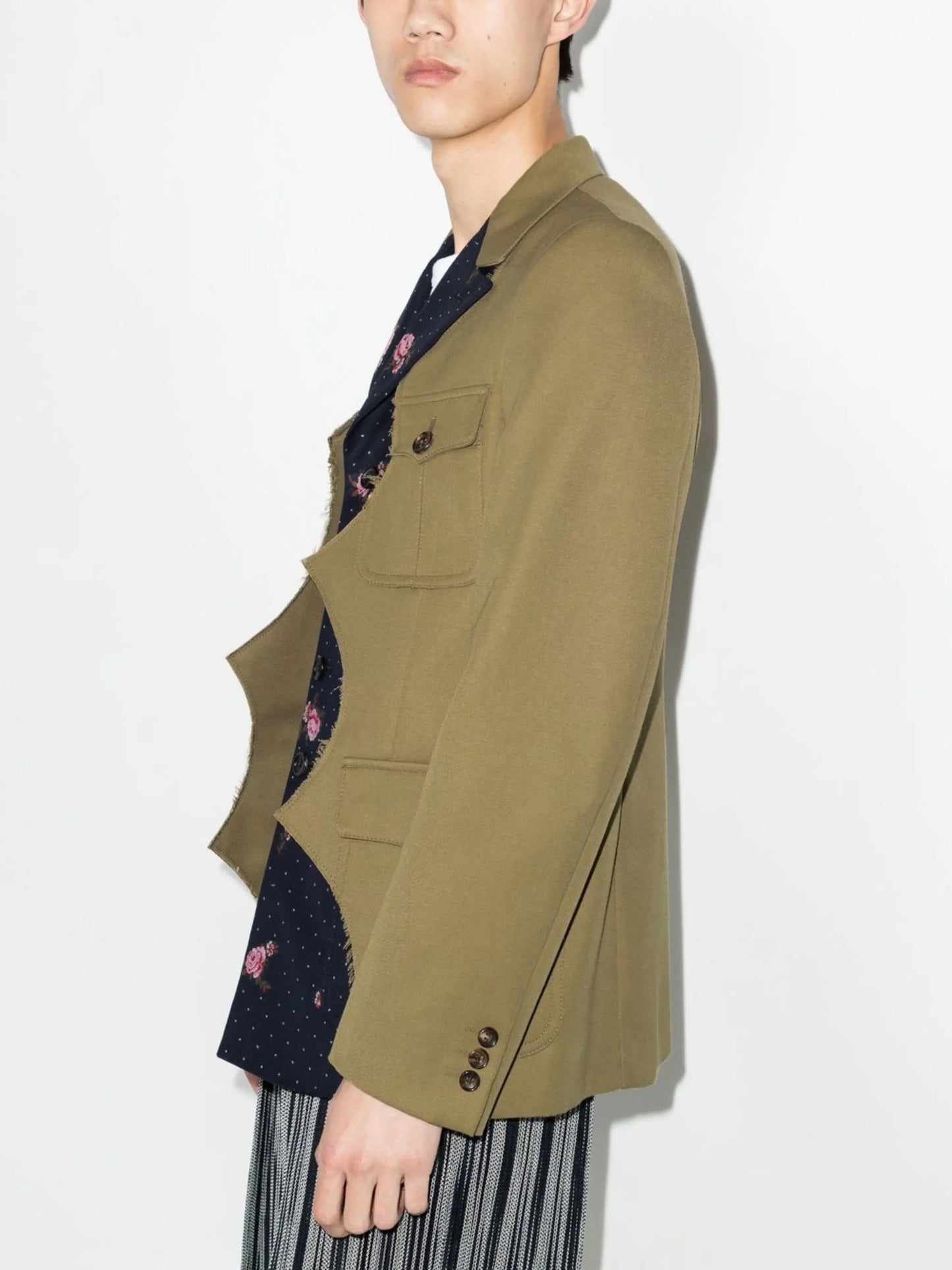 contrasting panel single-breasted blazer