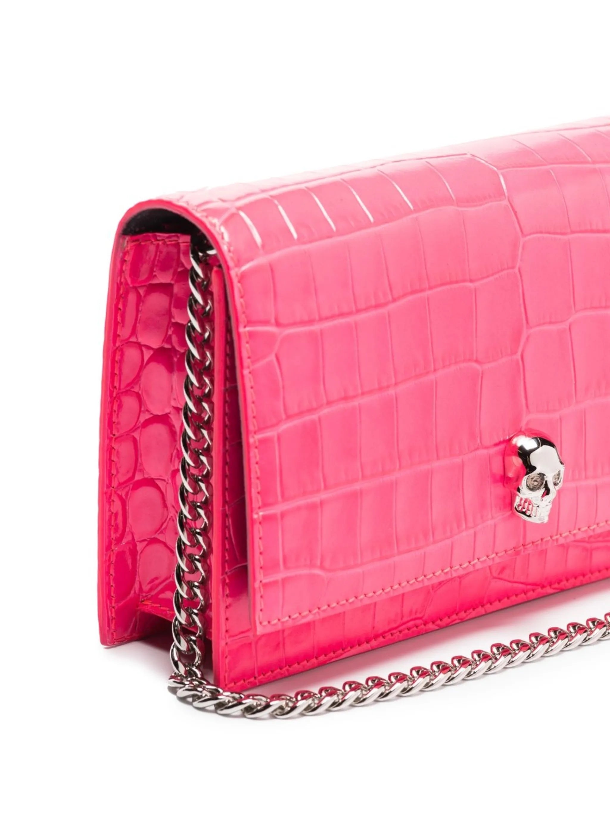 mini skull crocodile-embossed tote bag