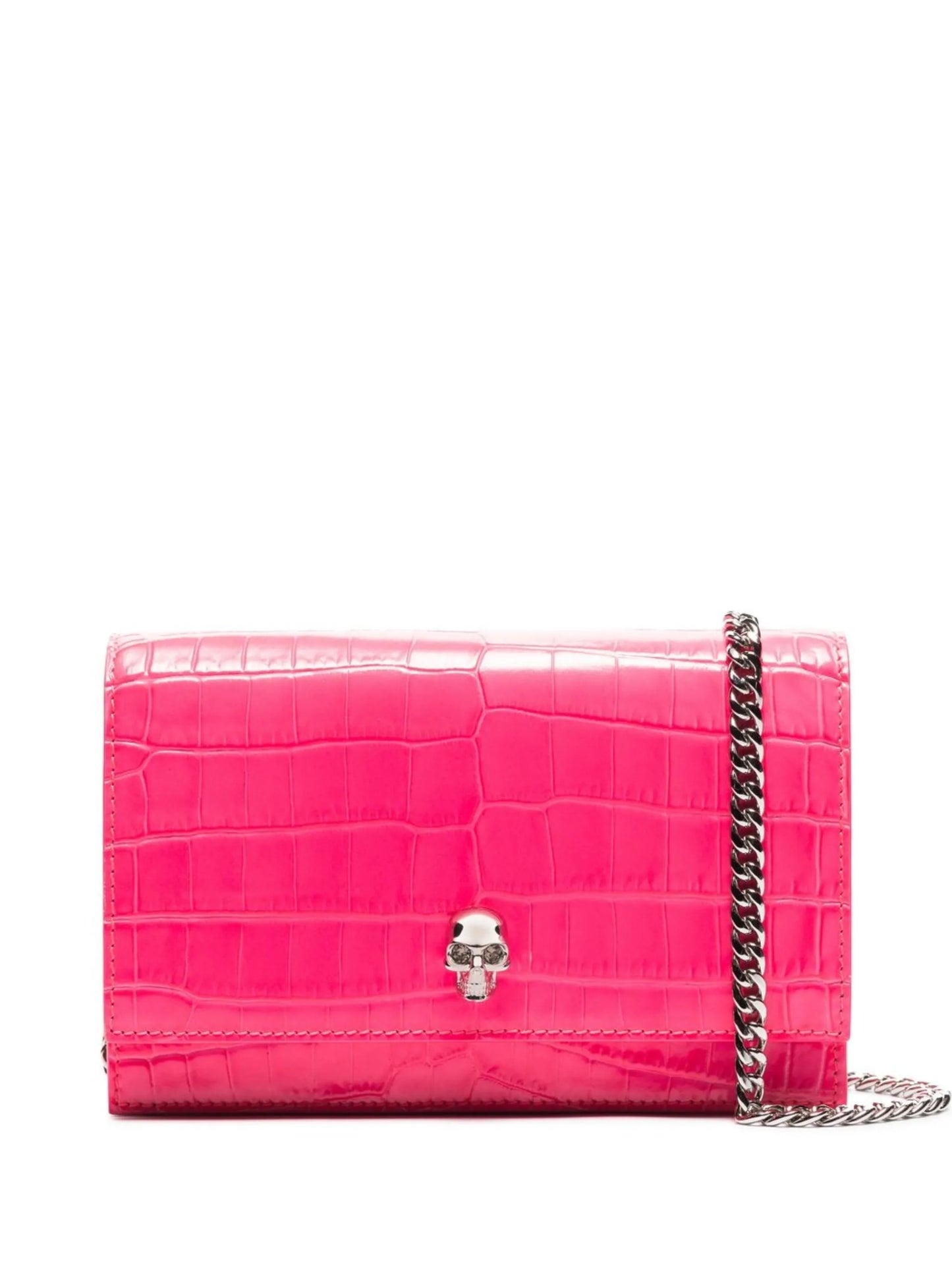 mini skull crocodile-embossed tote bag