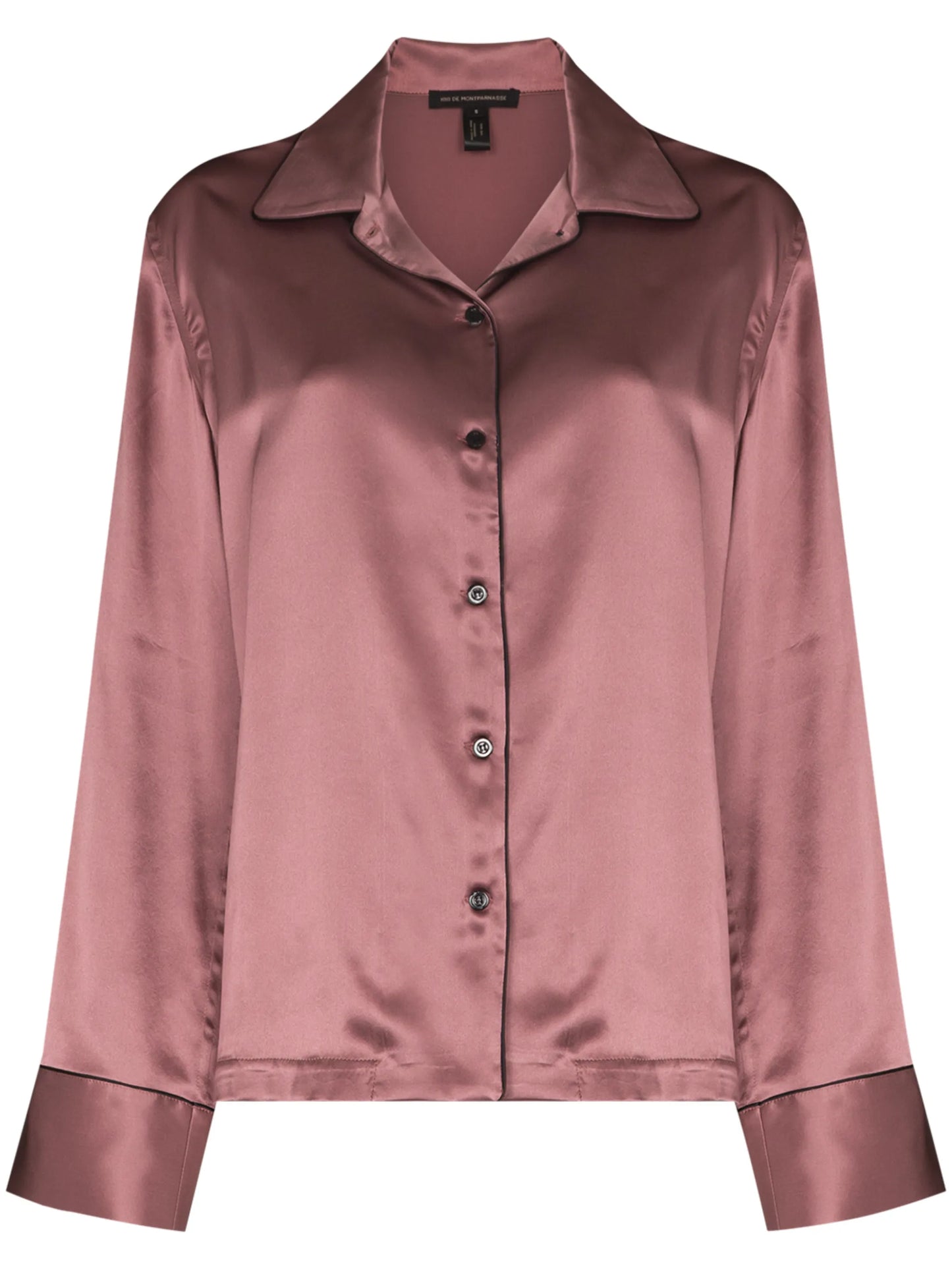 piped-trim silk pajama shirt