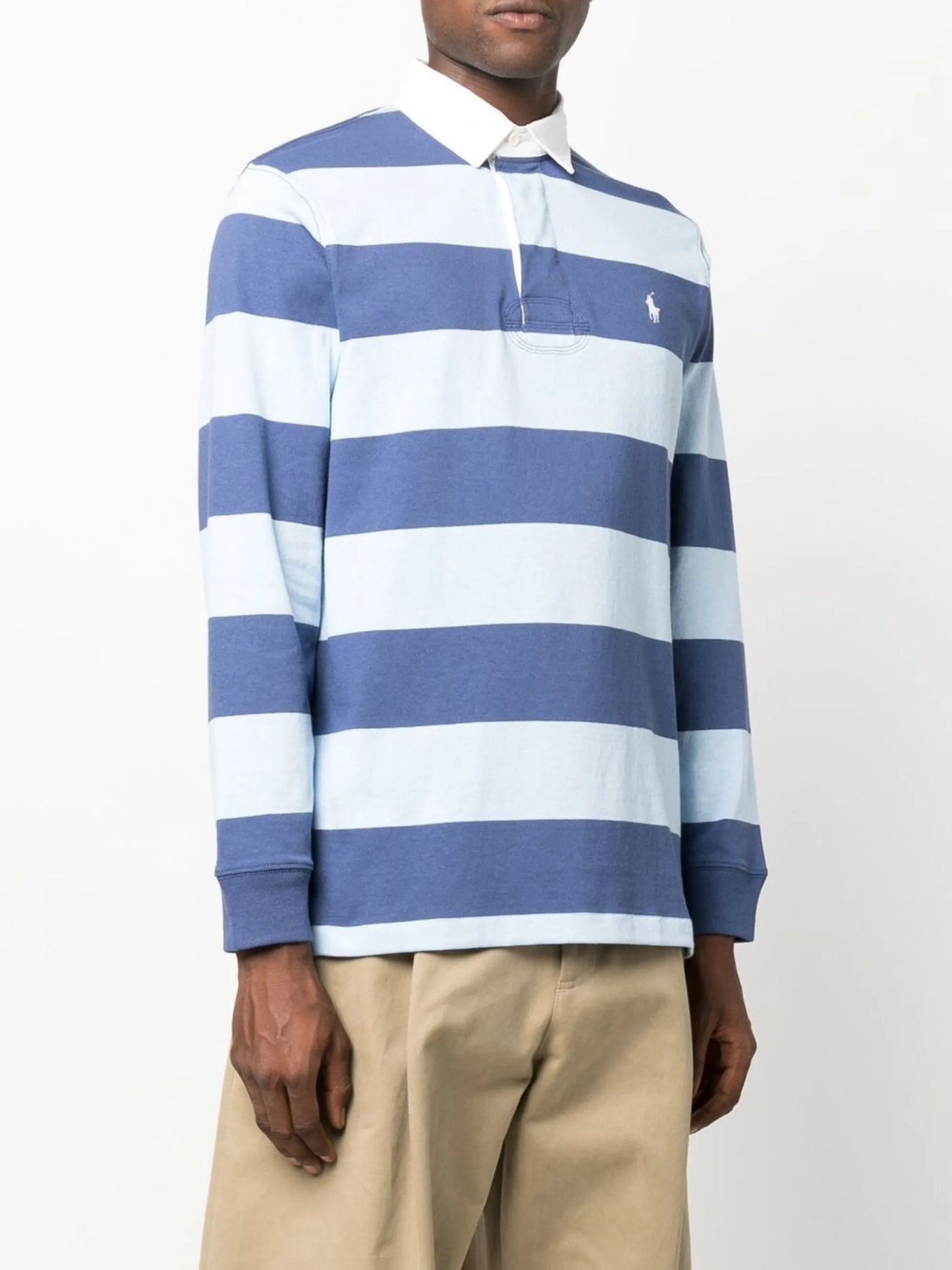 embroidered-logo striped polo shirt