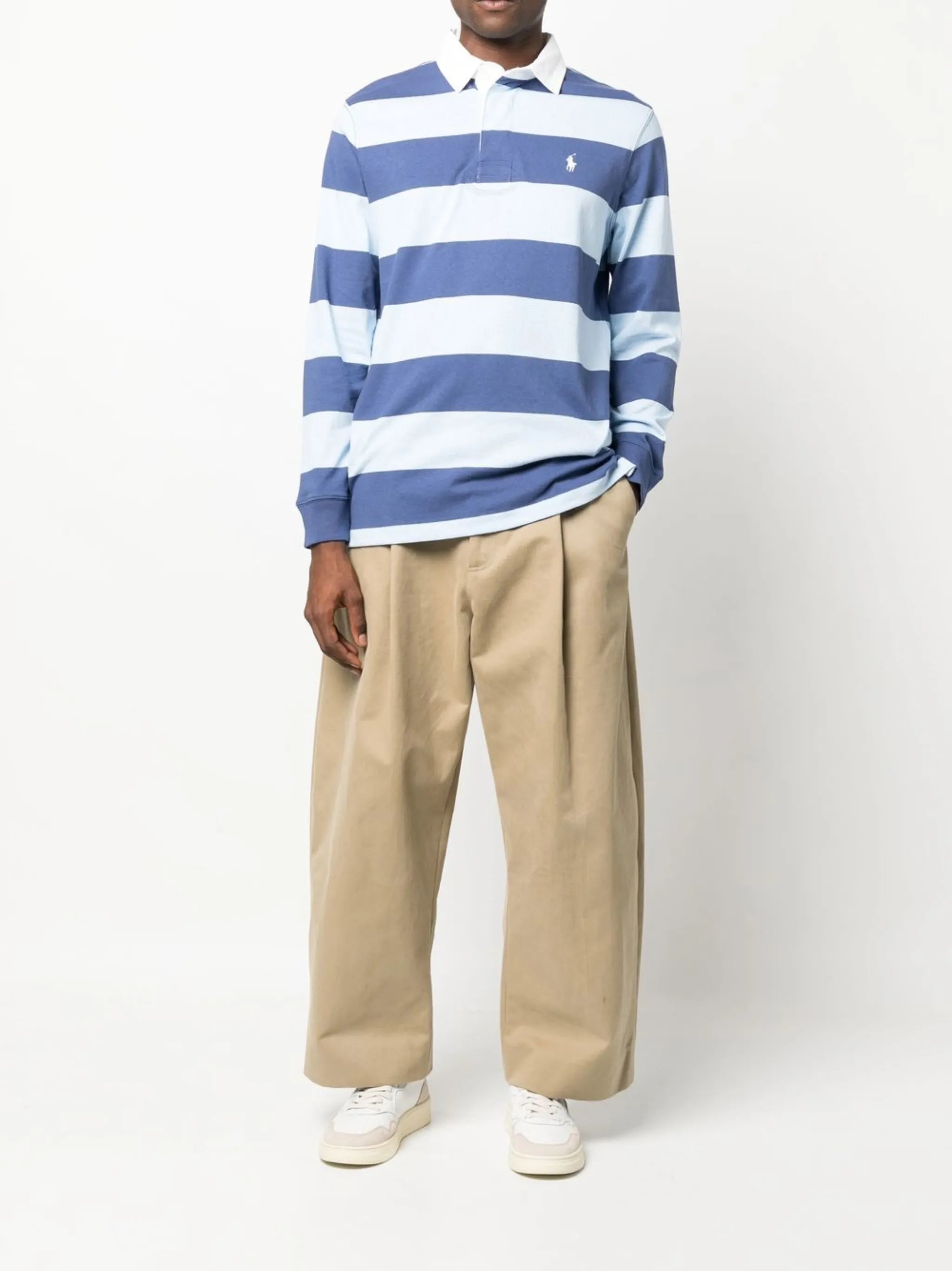 embroidered-logo striped polo shirt