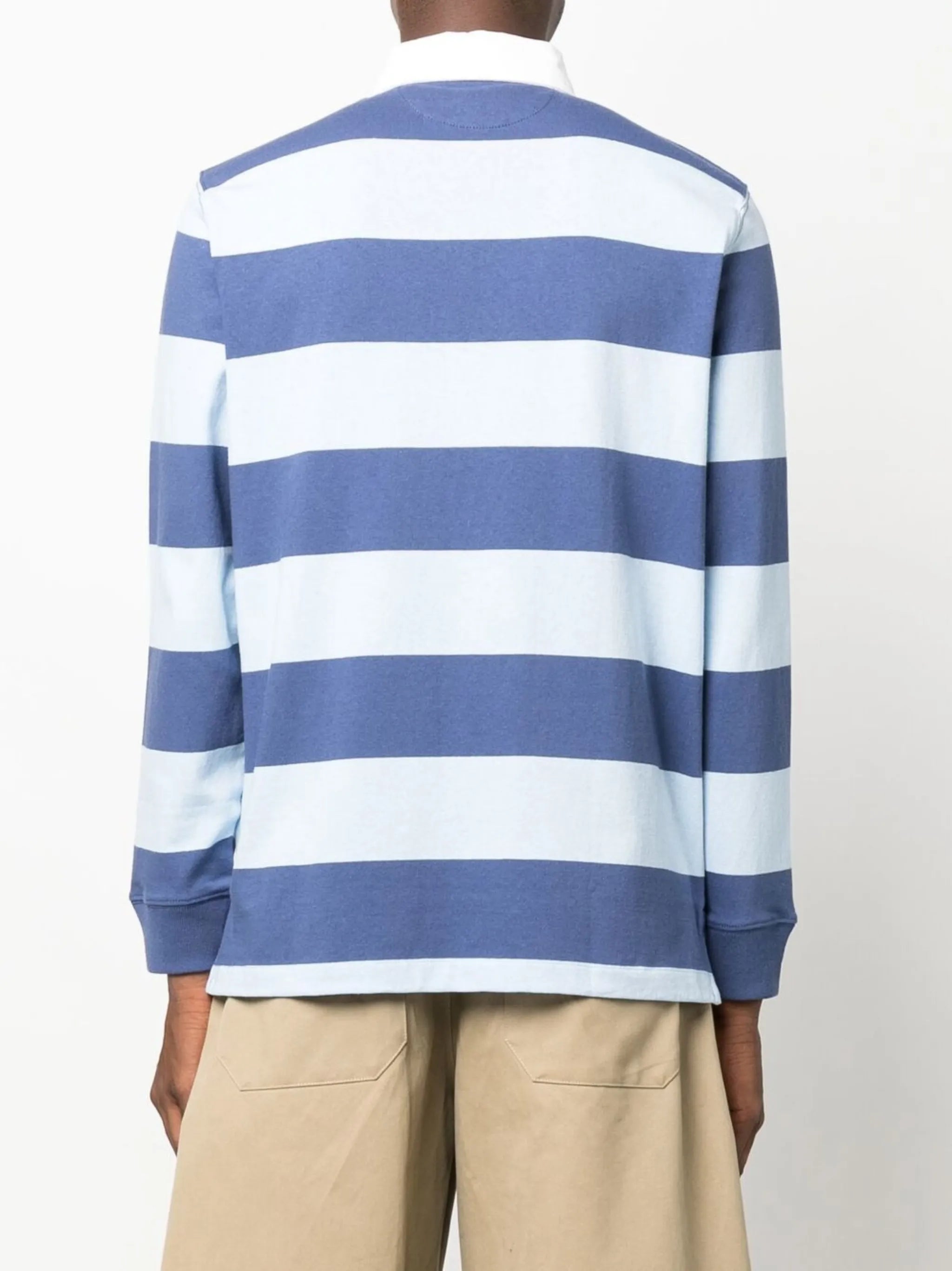 embroidered-logo striped polo shirt