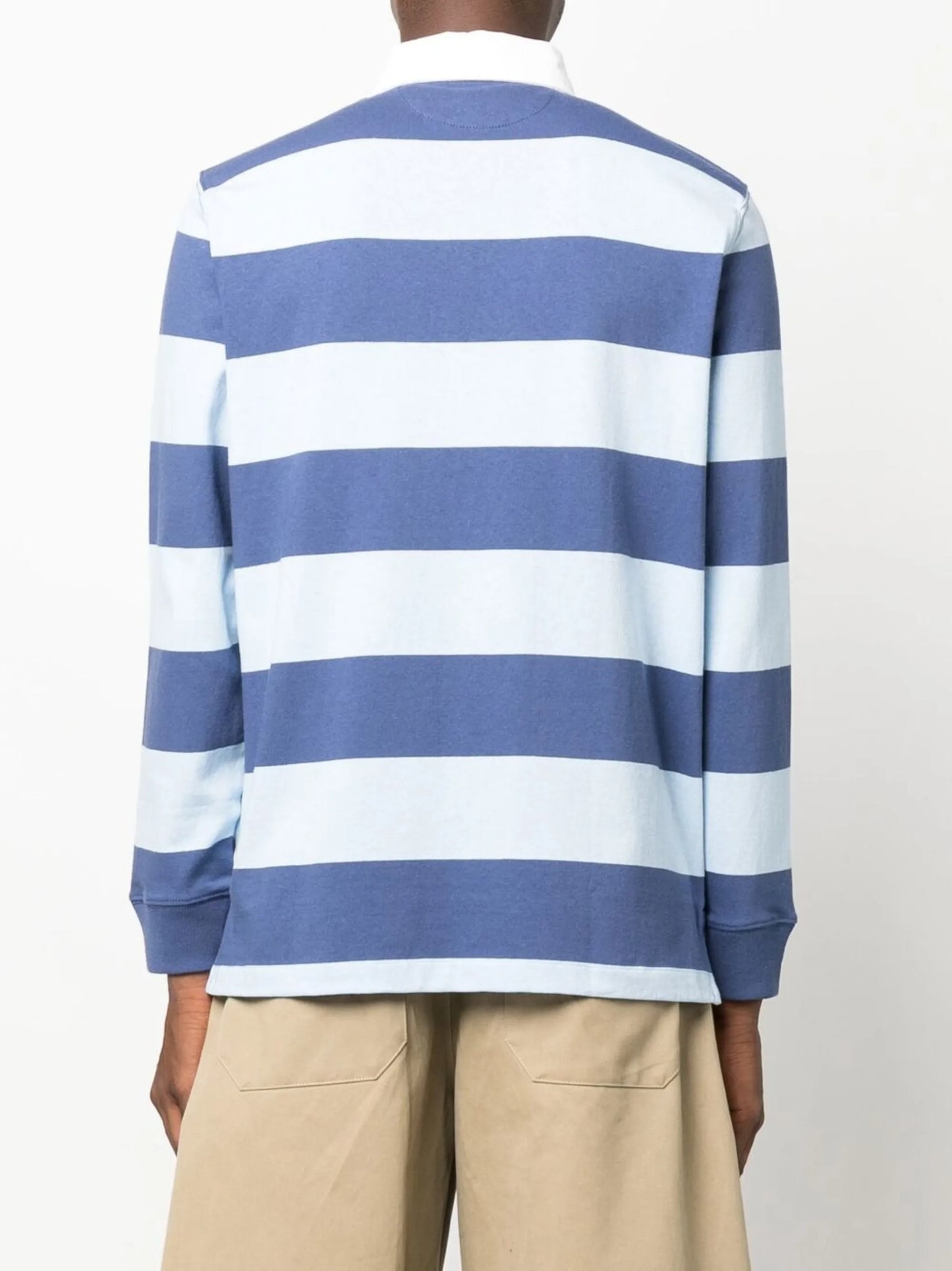 embroidered-logo striped polo shirt