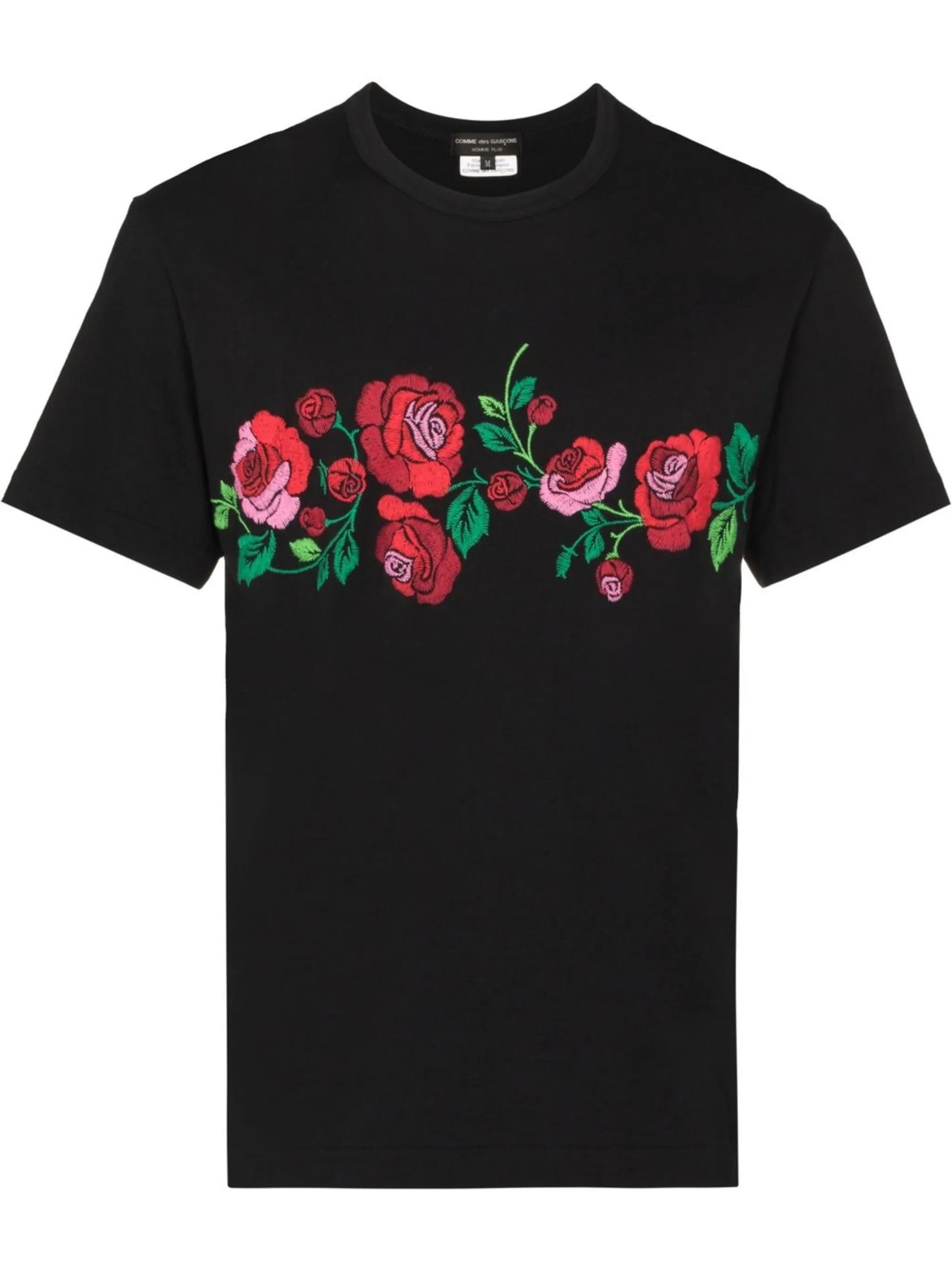 floral-embroidered cotton T-shirt