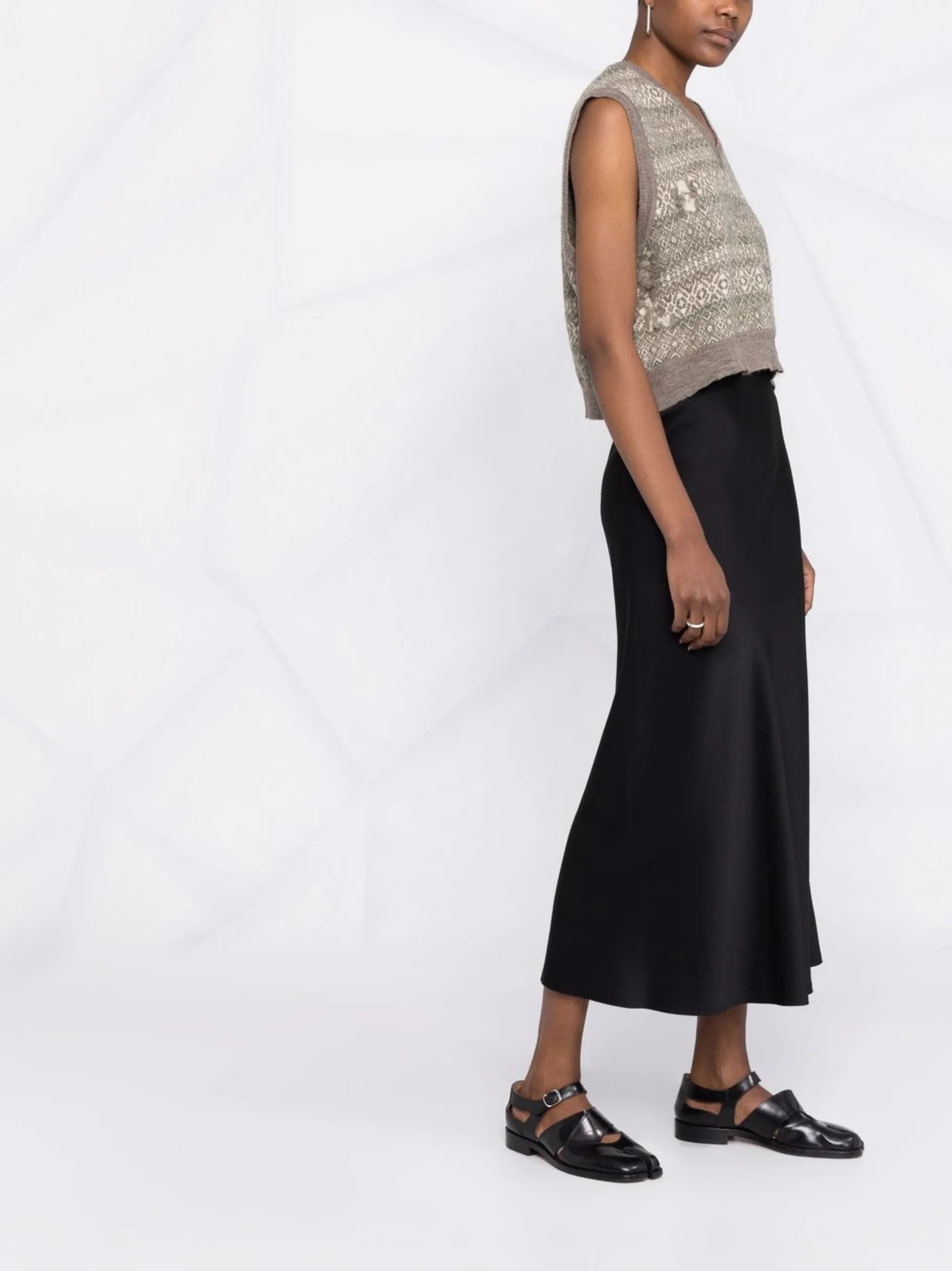 satin A-line midi skirt