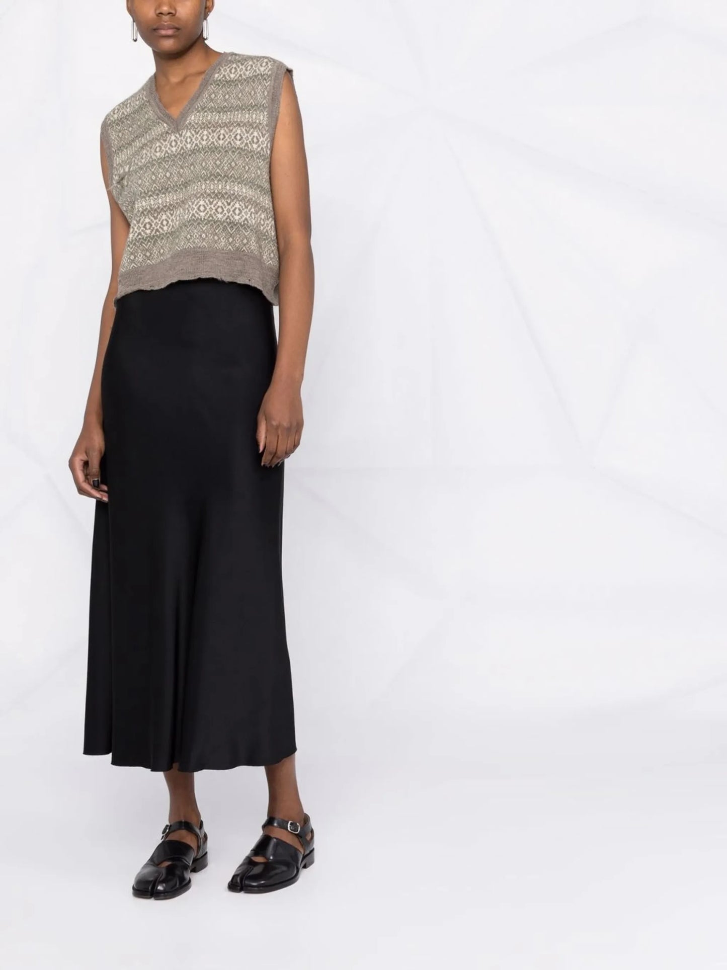 satin A-line midi skirt