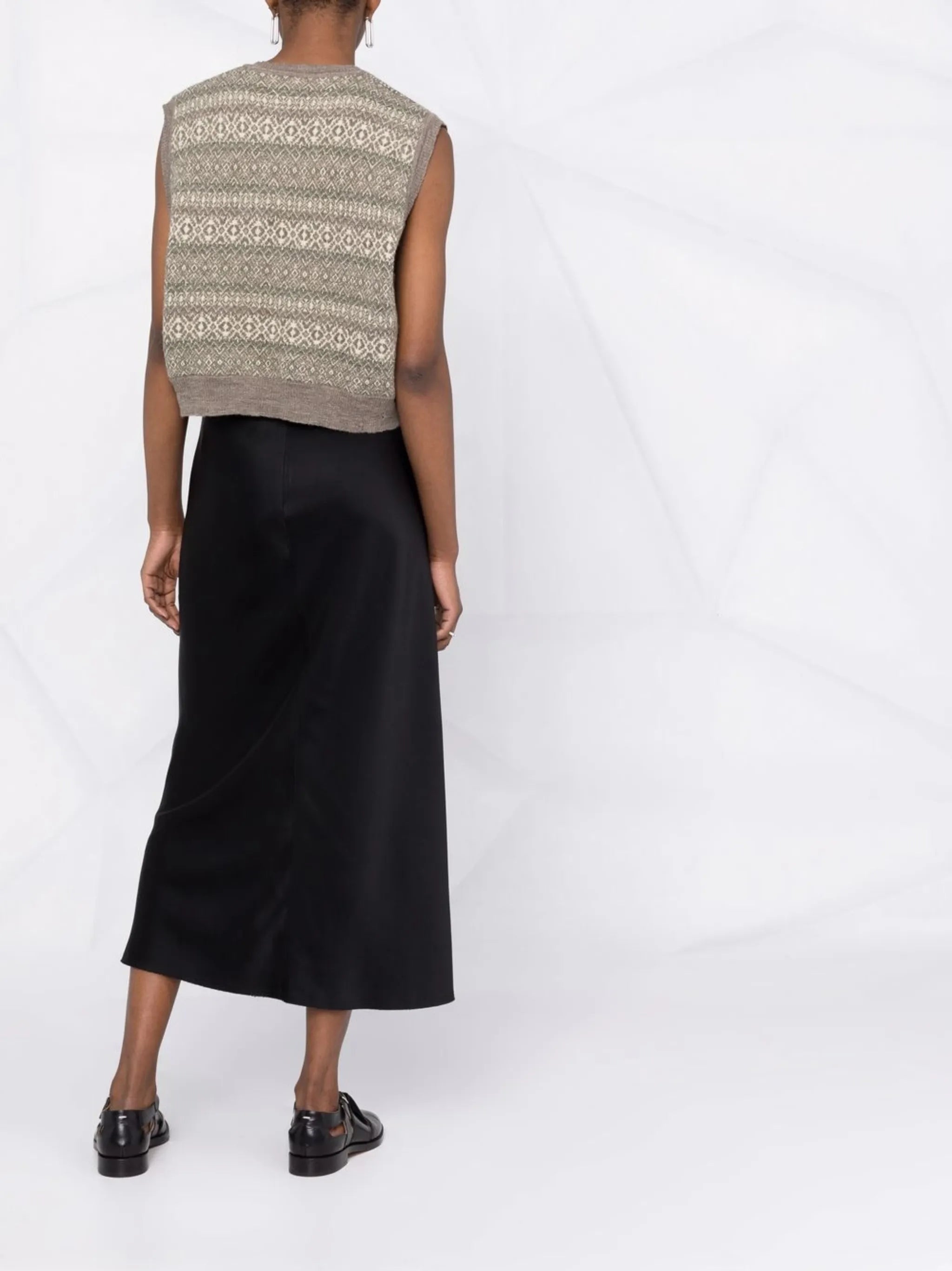satin A-line midi skirt