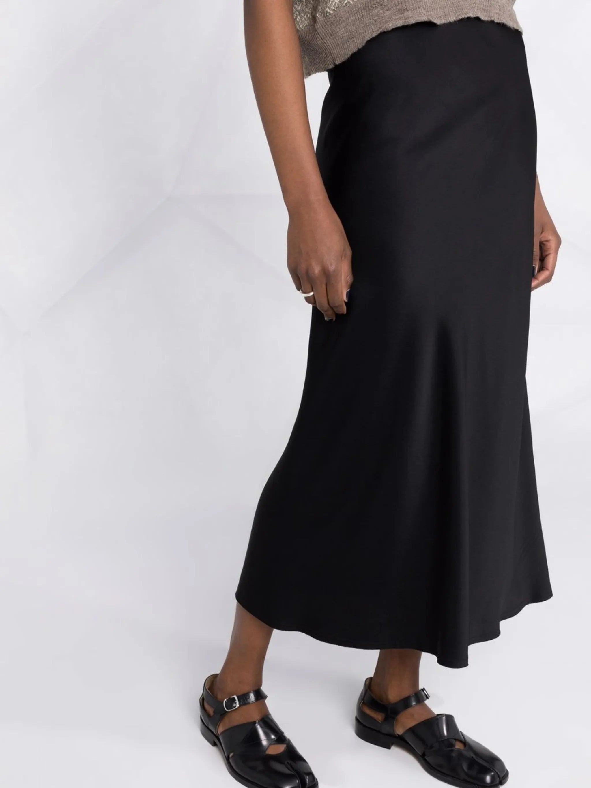 satin A-line midi skirt