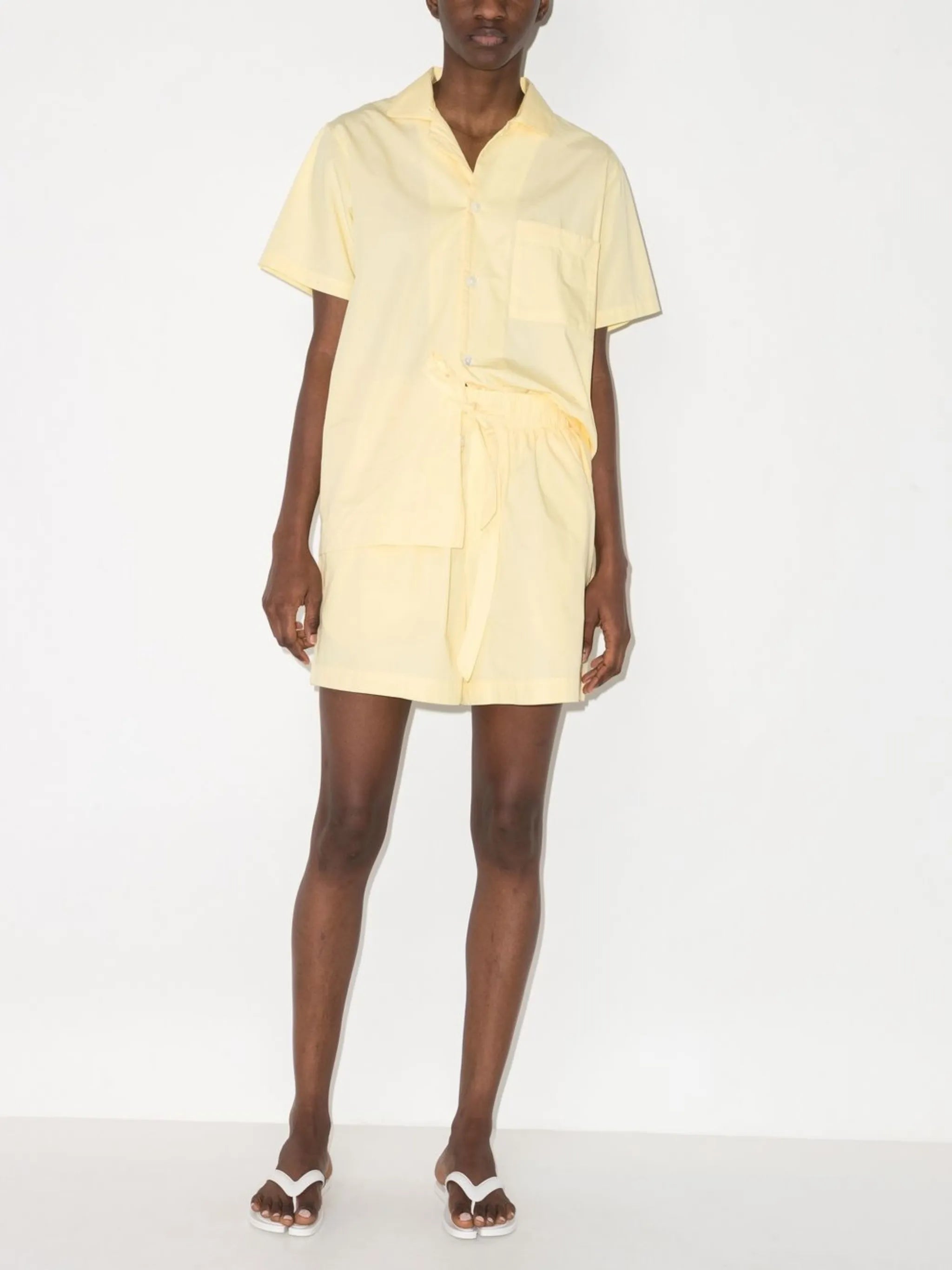 poplin drawsting-waist pajama shorts