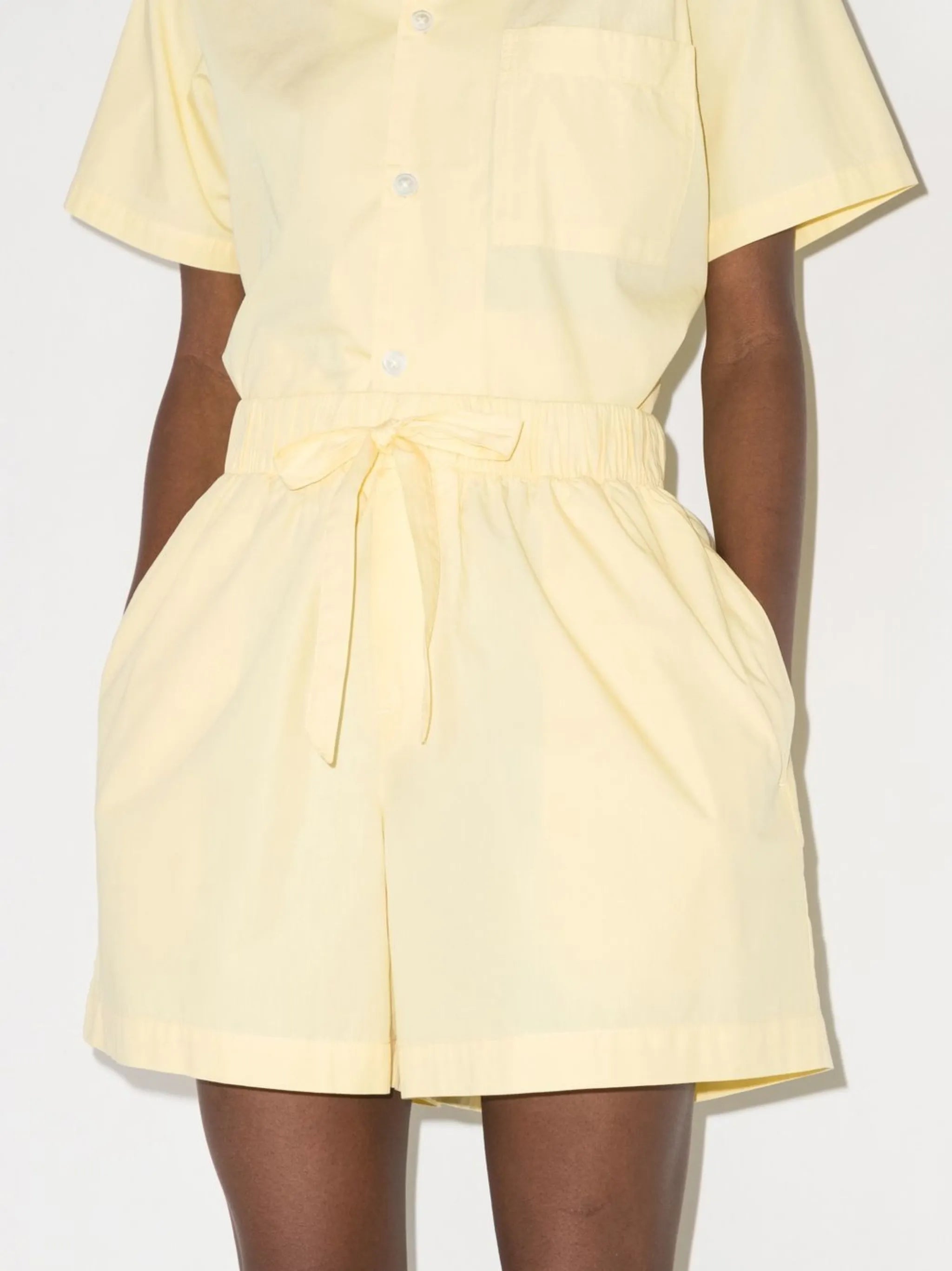 poplin drawsting-waist pajama shorts