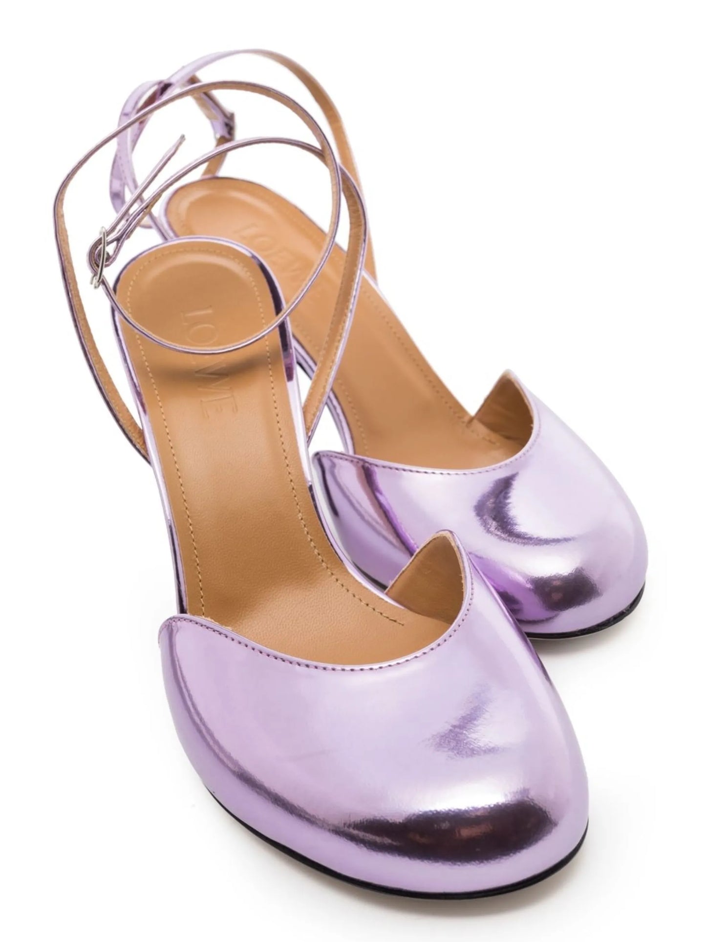 100mm metallic-leather pumps