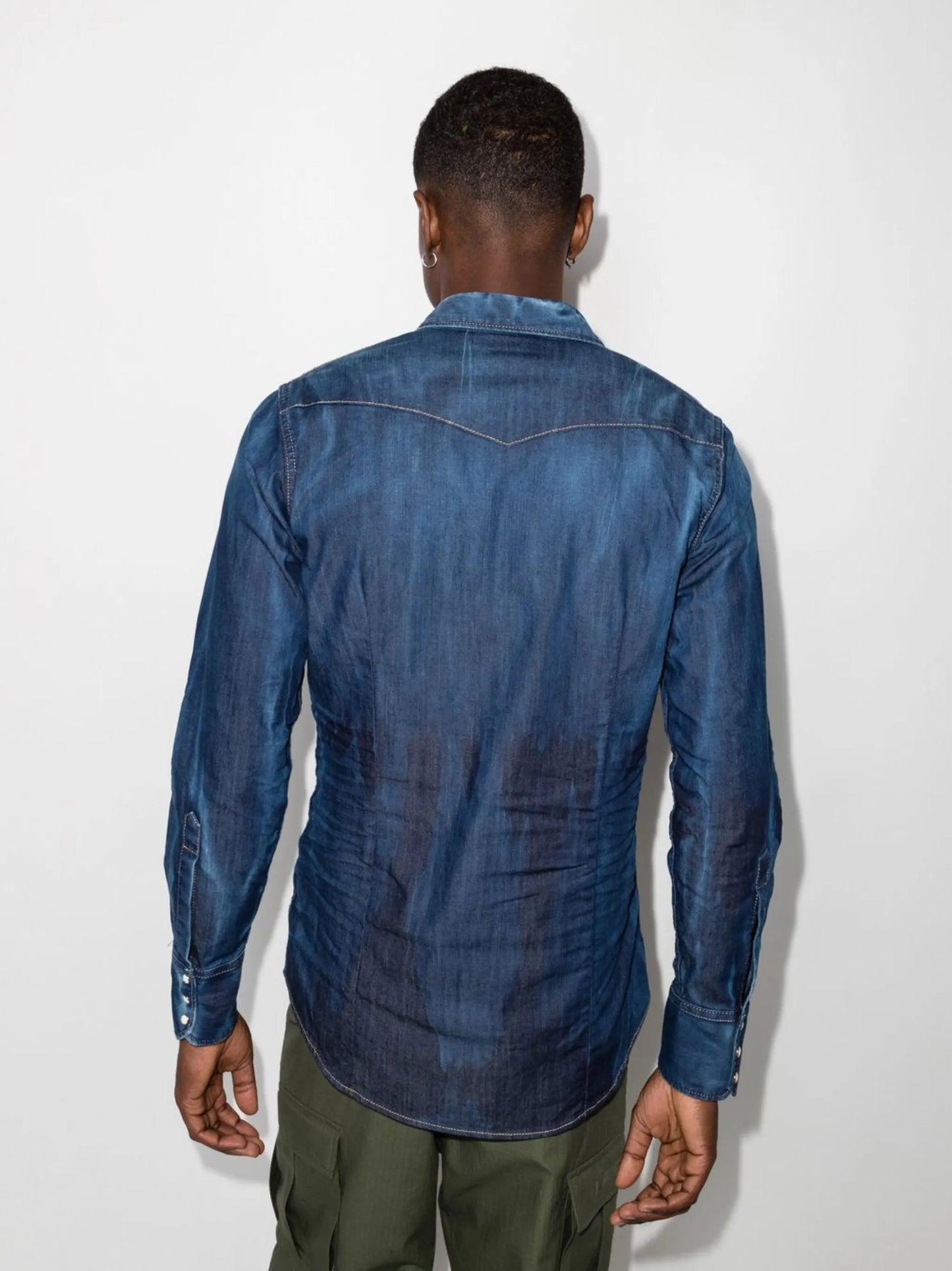 logo-print detail denim shirt