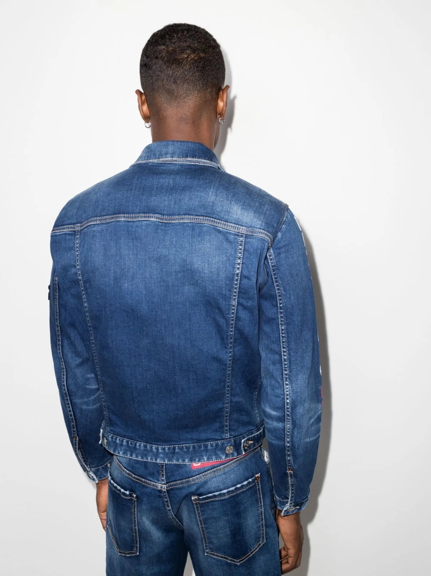 graphic-print denim jacket