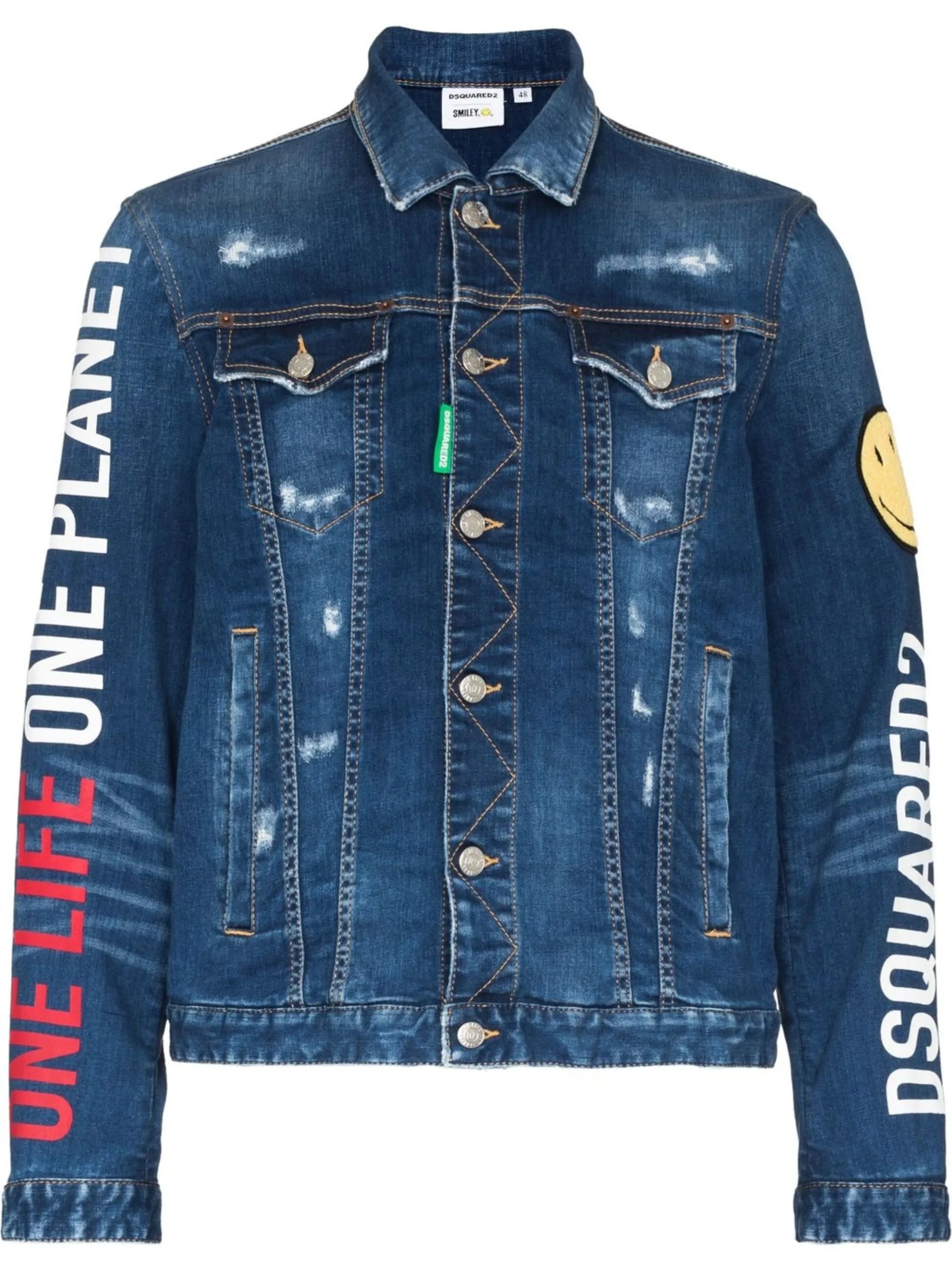graphic-print denim jacket