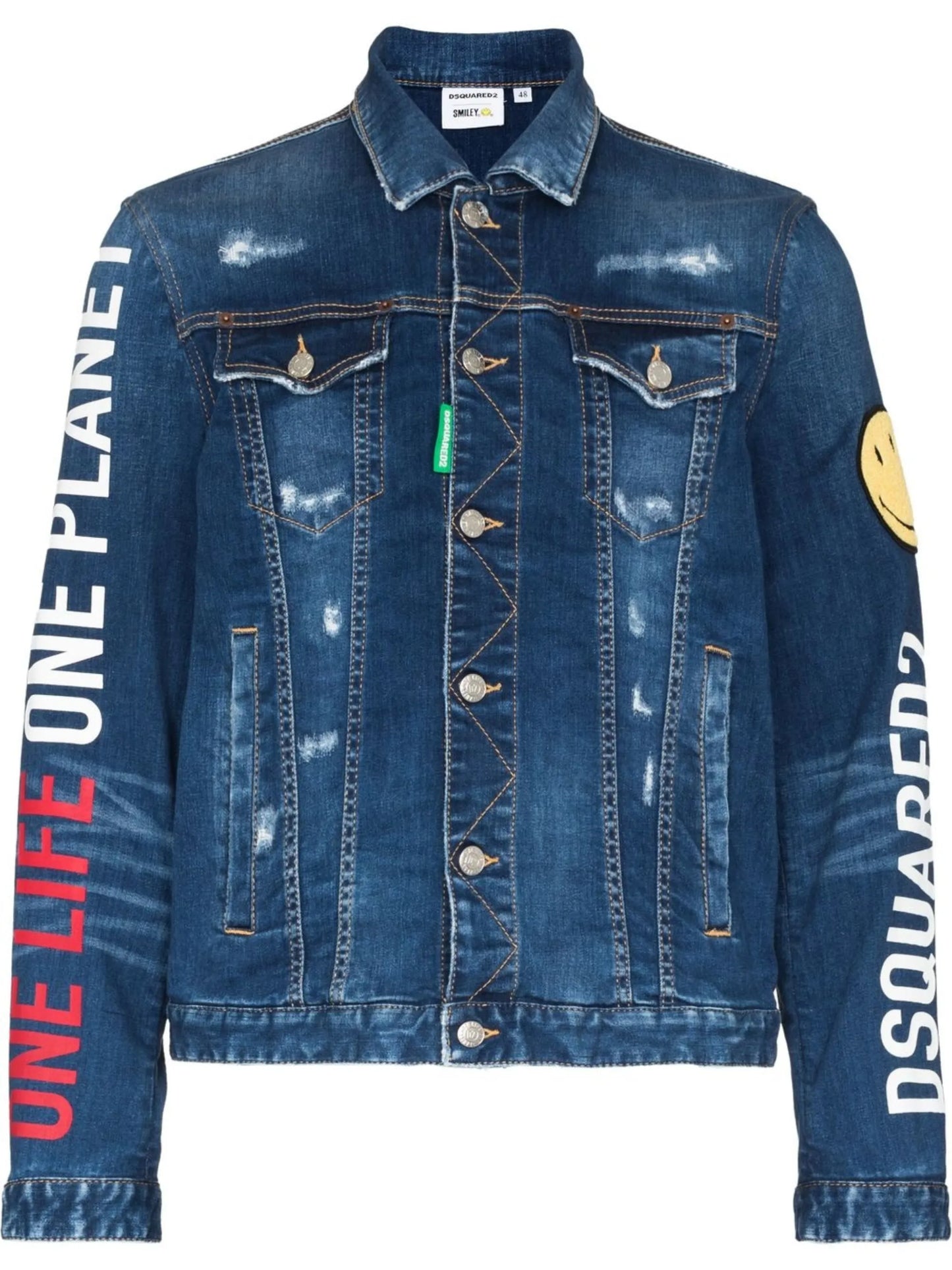 graphic-print denim jacket