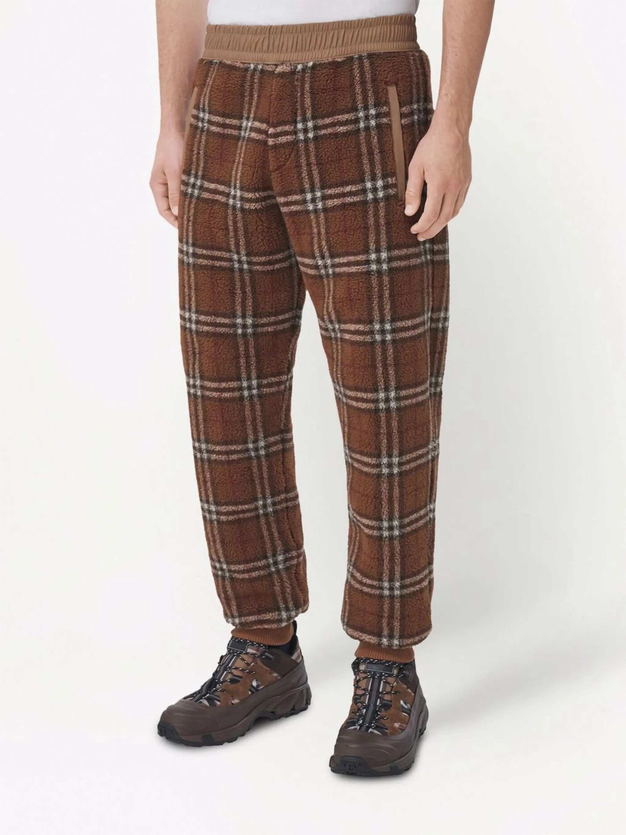 Vintage check fleece jogging pants