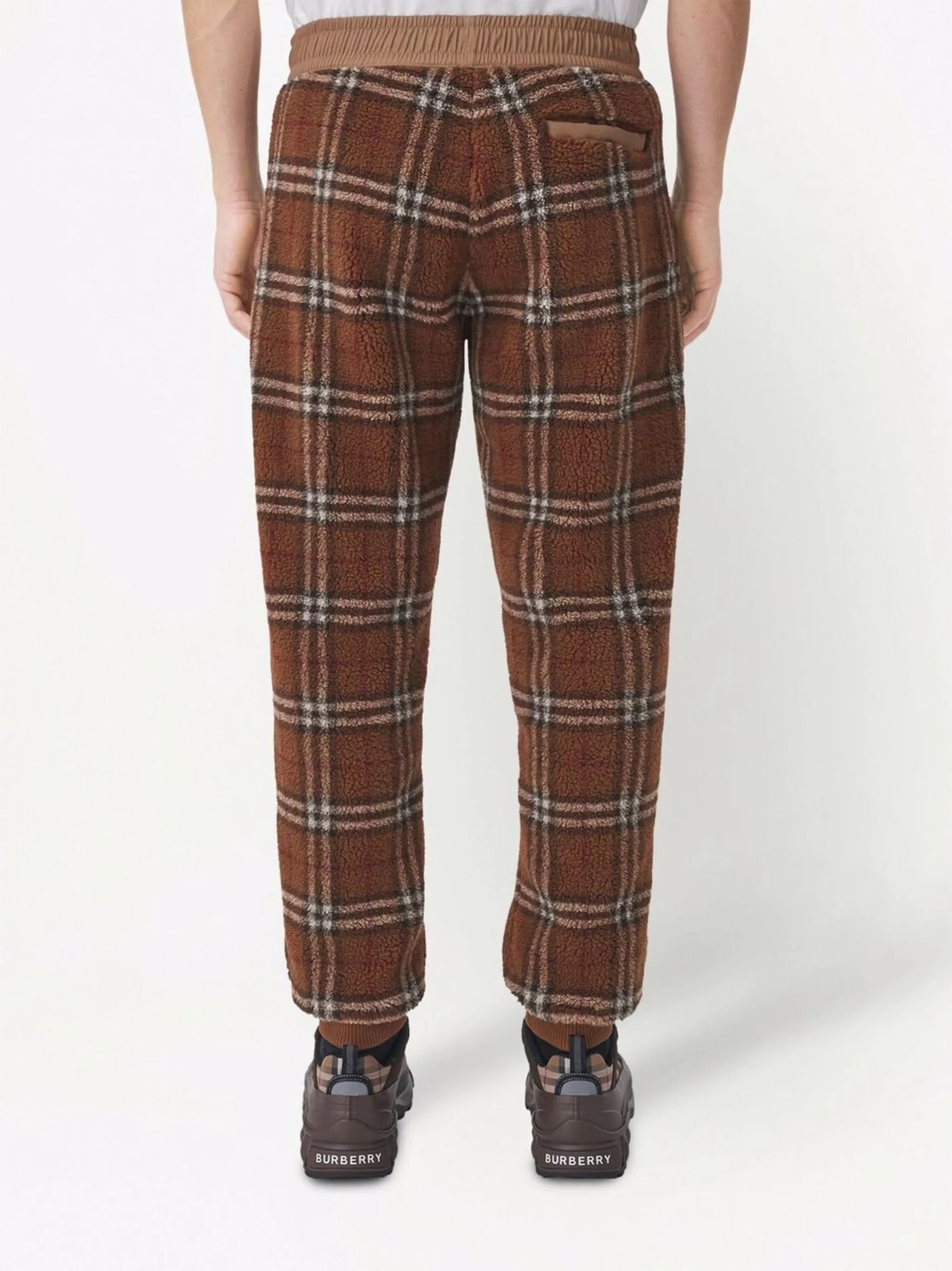 Vintage check fleece jogging pants
