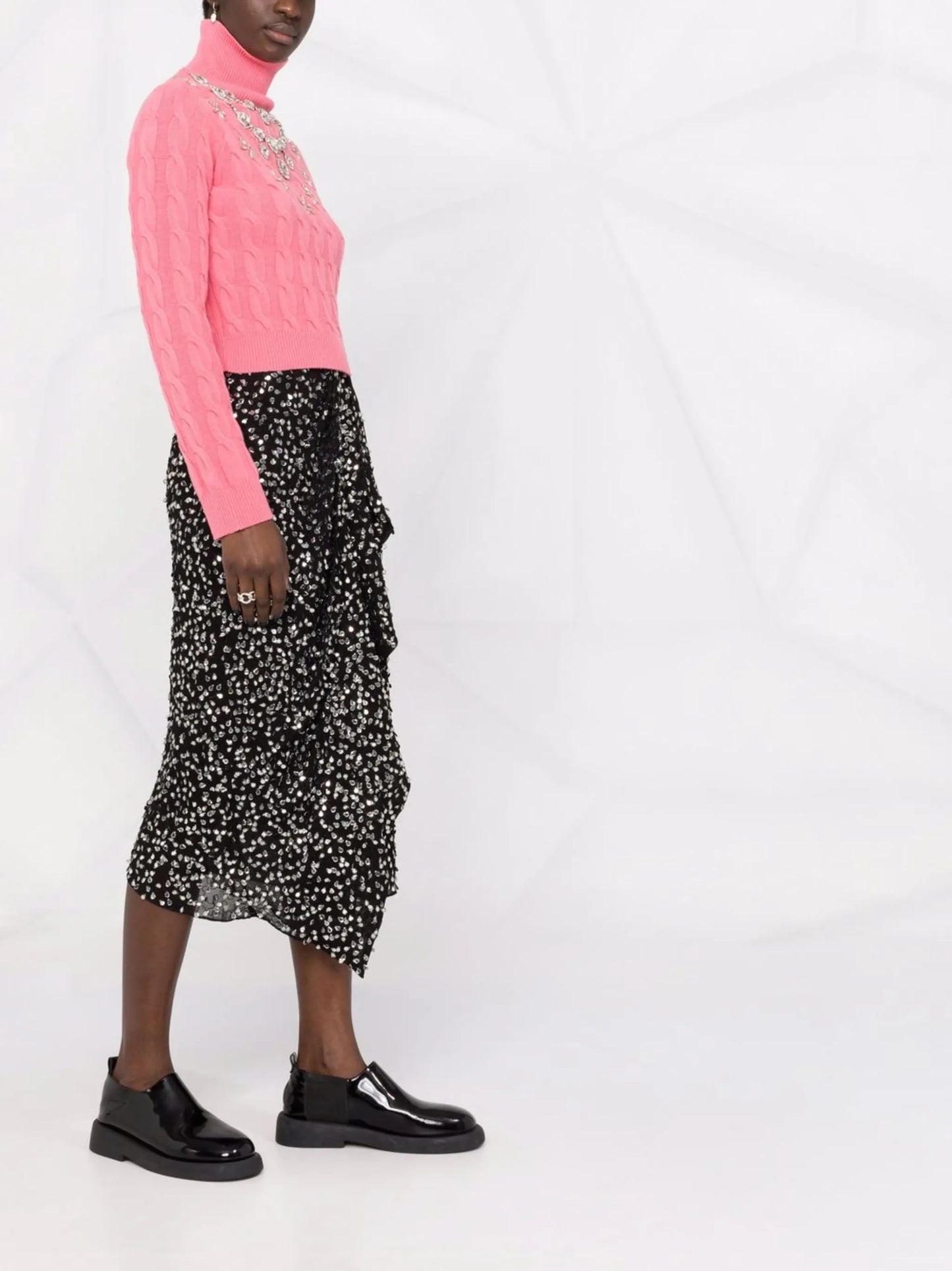 embellished cable-knit cropped jumper