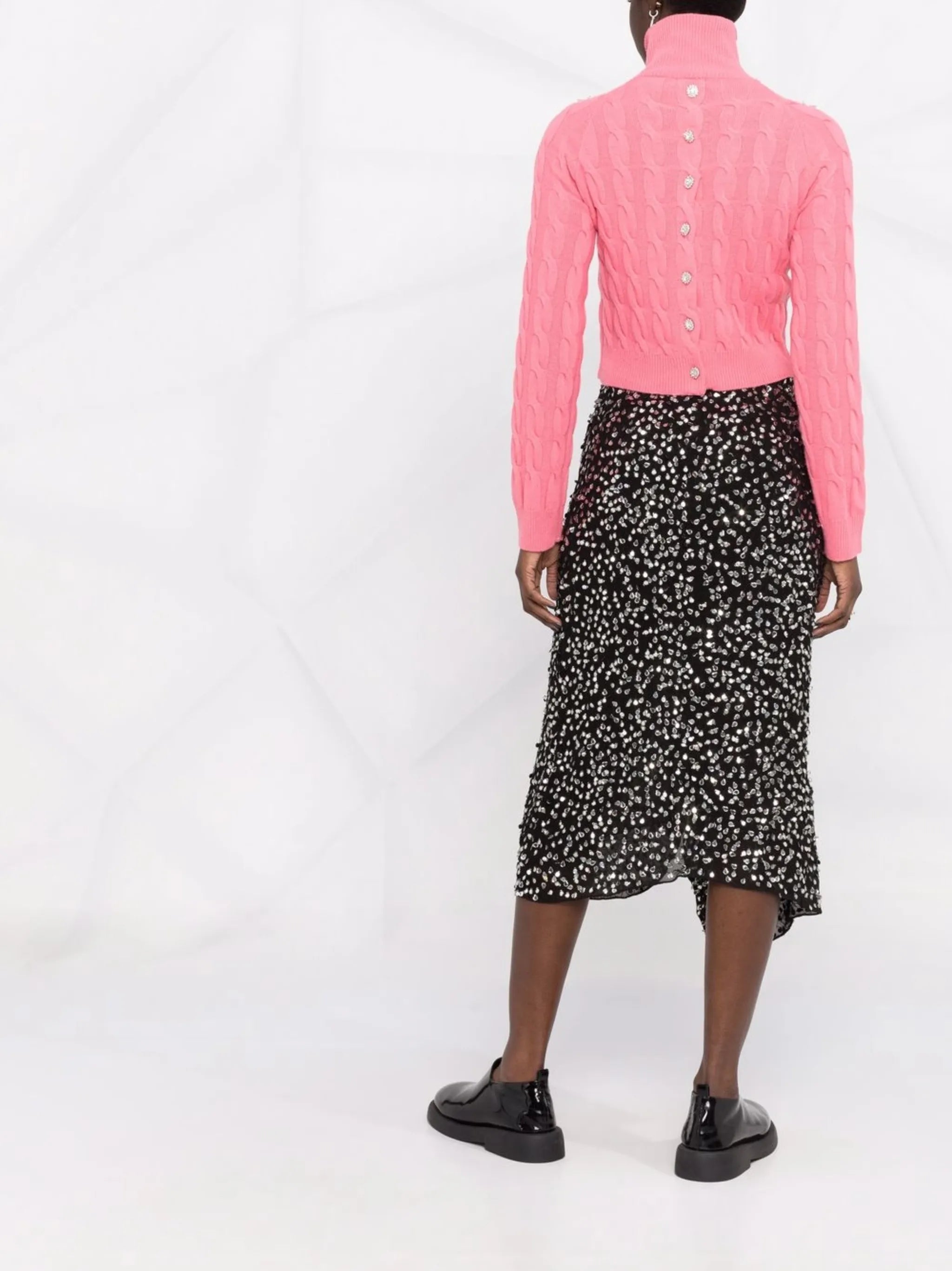 embellished cable-knit cropped jumper
