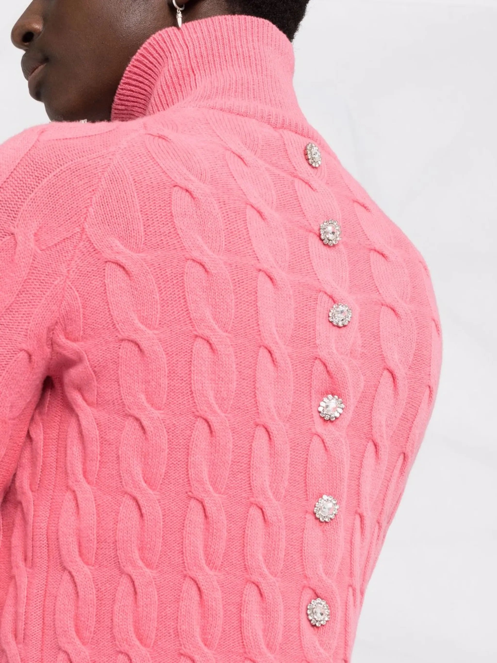 embellished cable-knit cropped jumper