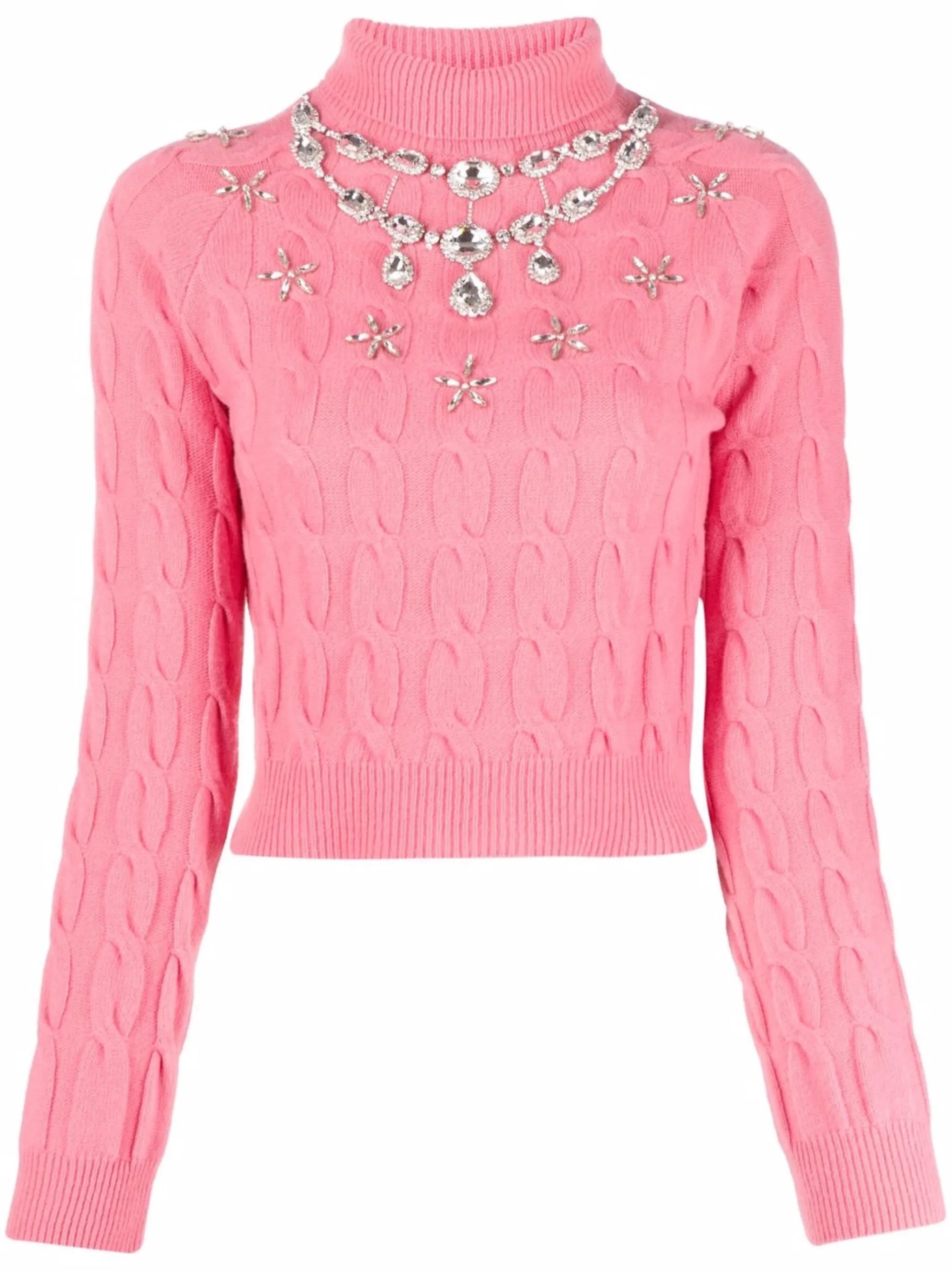 embellished cable-knit cropped jumper